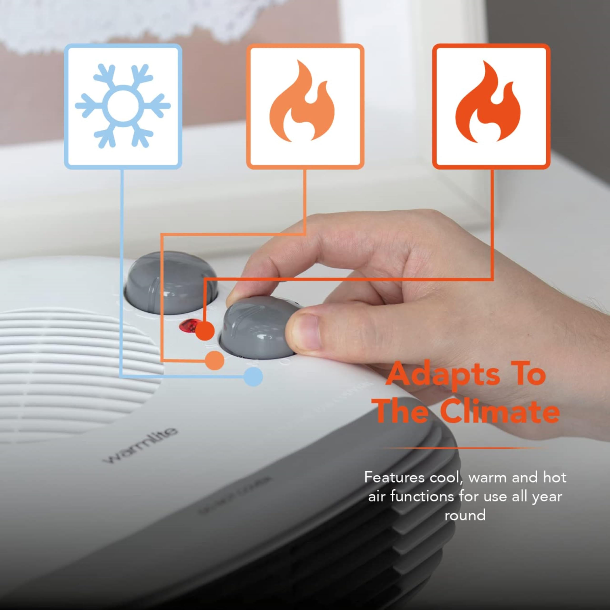 Warmlite Portable Electric Fan Heater - 2000W | 2 Heat Settings | Cool Function 5