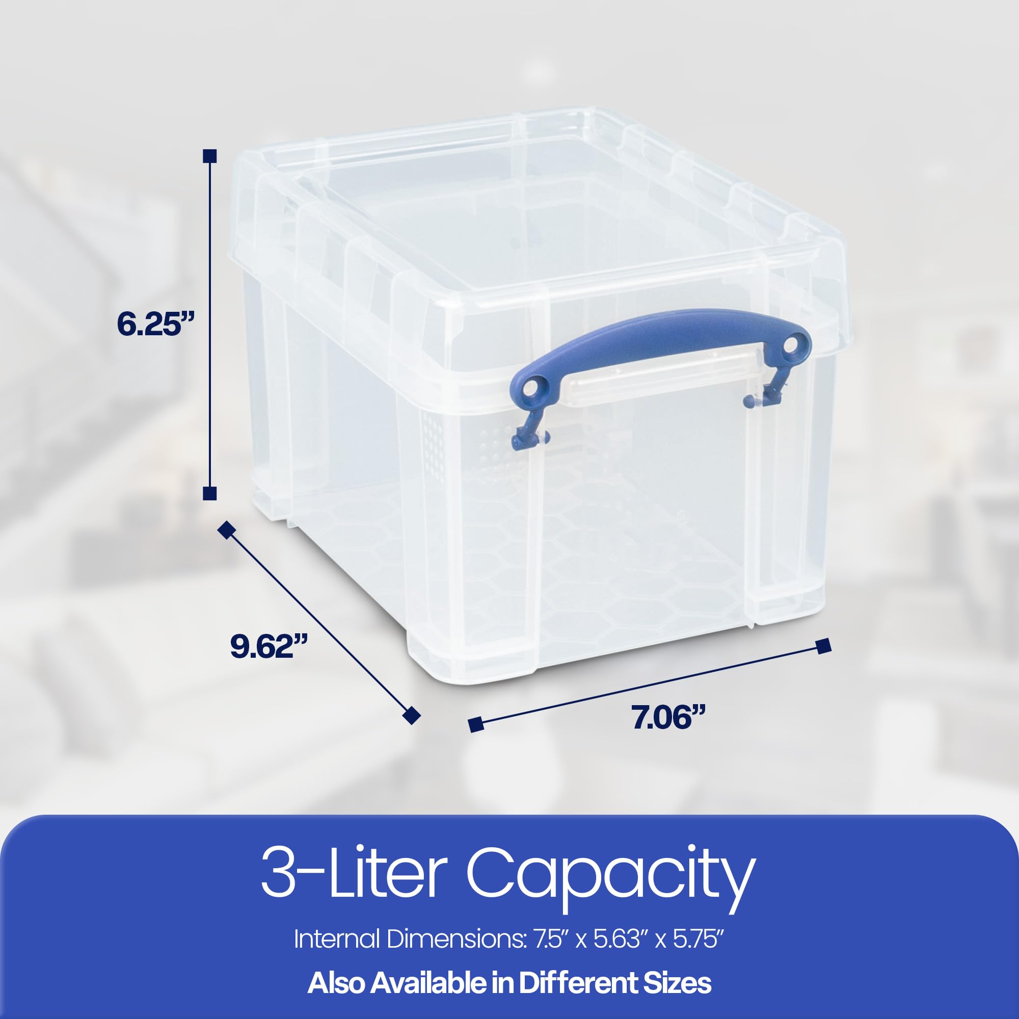 Really Useful Box Plastic Storage Box - 3 Litre Capacity, Clear, Pack of 4 | Stackable 6