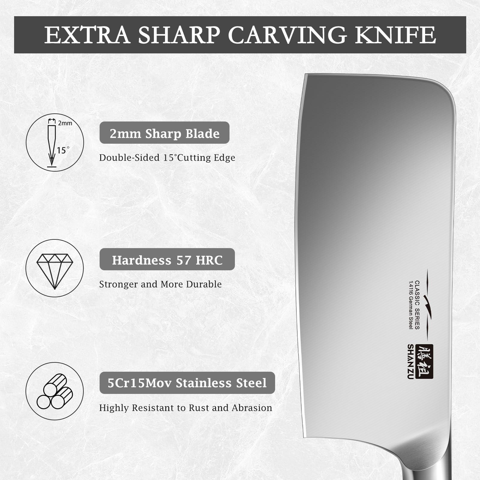 SHAN ZU Santoku Knife - 7 Inch High-Carbon German Stainless Steel Blade | Pakkawood Handle 2