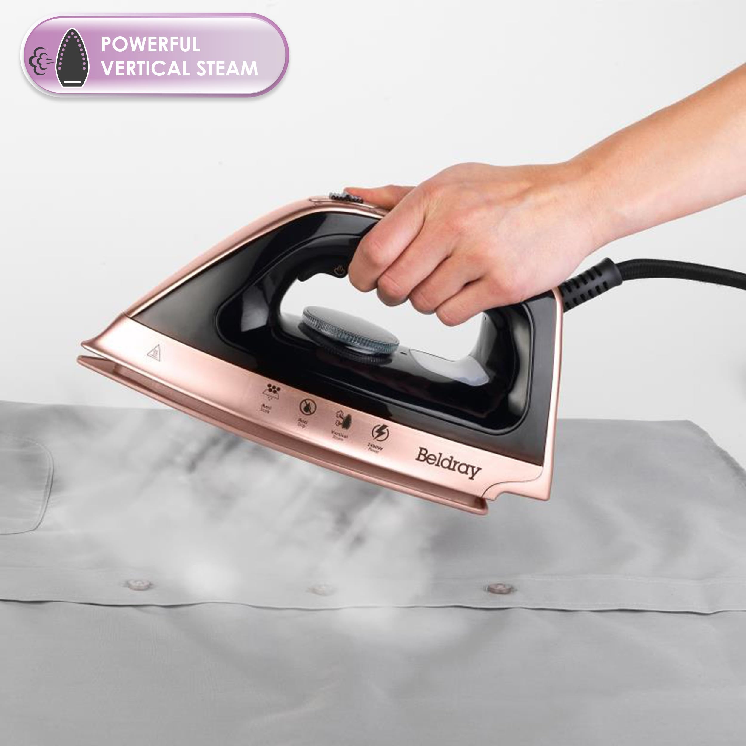 Beldray Steam Surge Pro Steam Generator Iron - 2400W Power | 2L Detachable Tank | Rose Gold 6