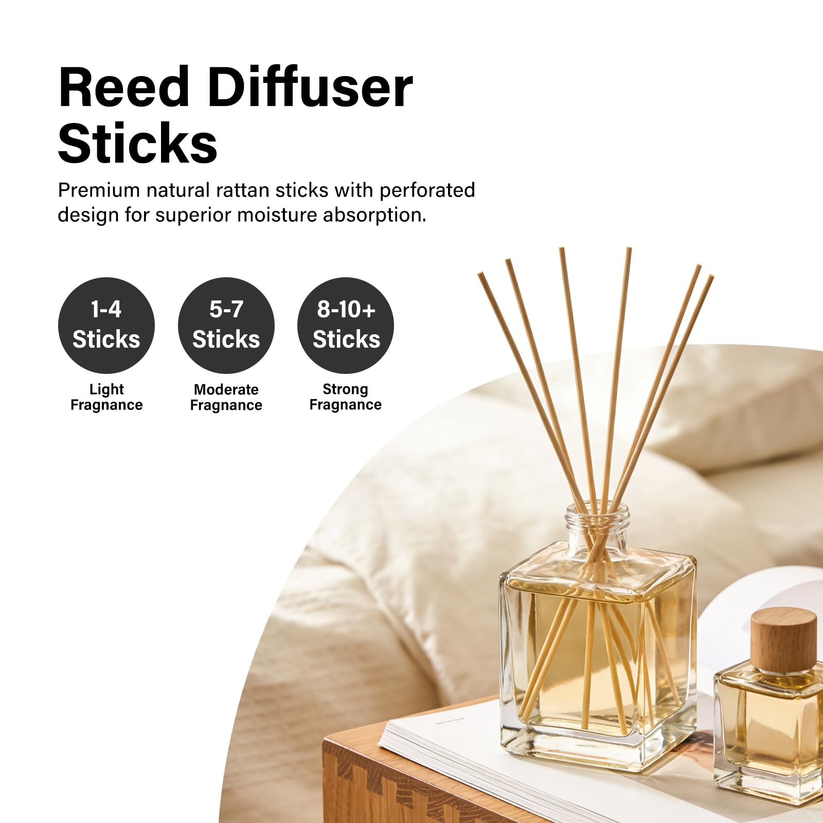 Admygo Reed Diffuser Sticks - 100 Pack Natural & Black Rattan Reeds | 7.8 Inch Replacement Sticks 5