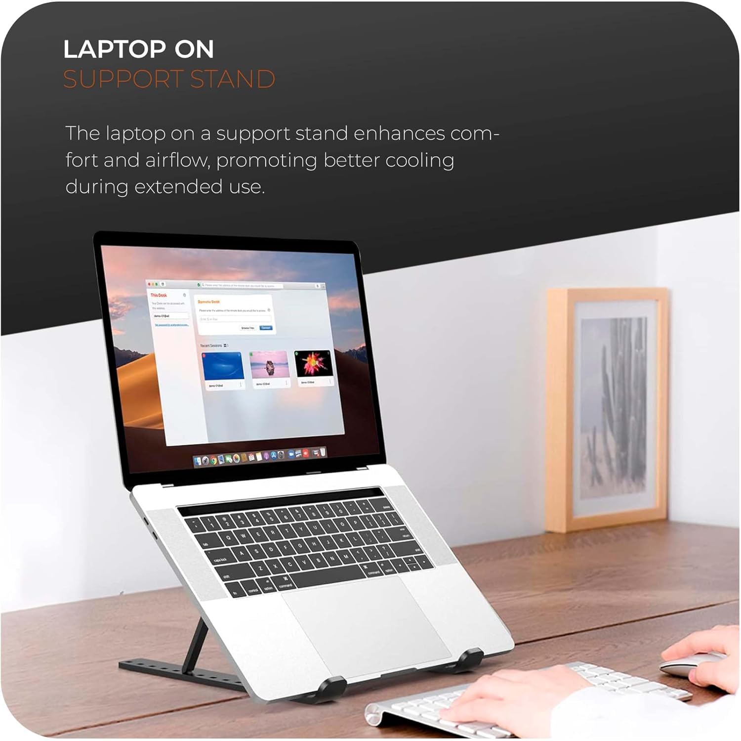 Roe Tenpo Adjustable Laptop Stand for Desk - 6-Angle Riser, Aluminum Alloy, Portable 4