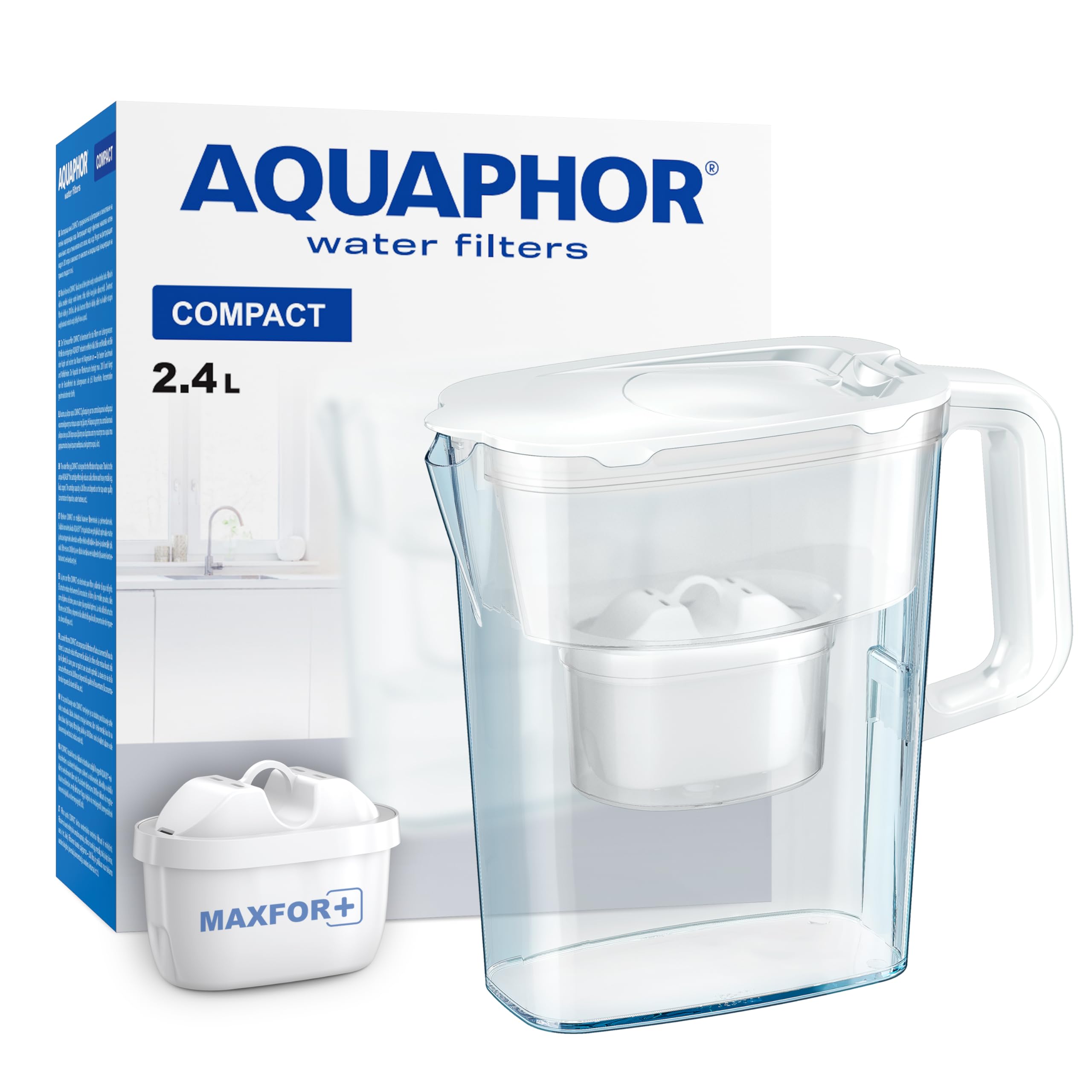 AQUAPHOR Compact Water Filter Jug 2.4L with 1 Maxfor+ Filter | Fits Most Fridge Doors 1
