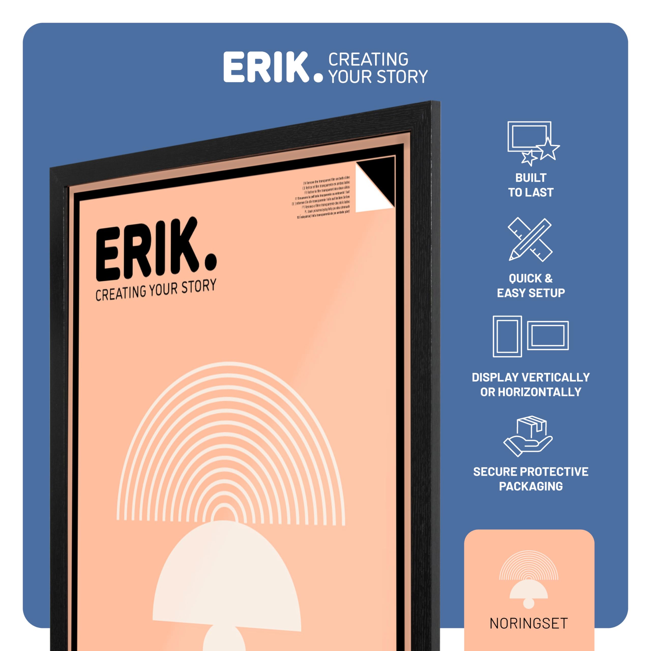 Grupo Erik Poster Frame 61 x 91.5cm Black | High-Quality MDF Construction | Protective Styrene Front
