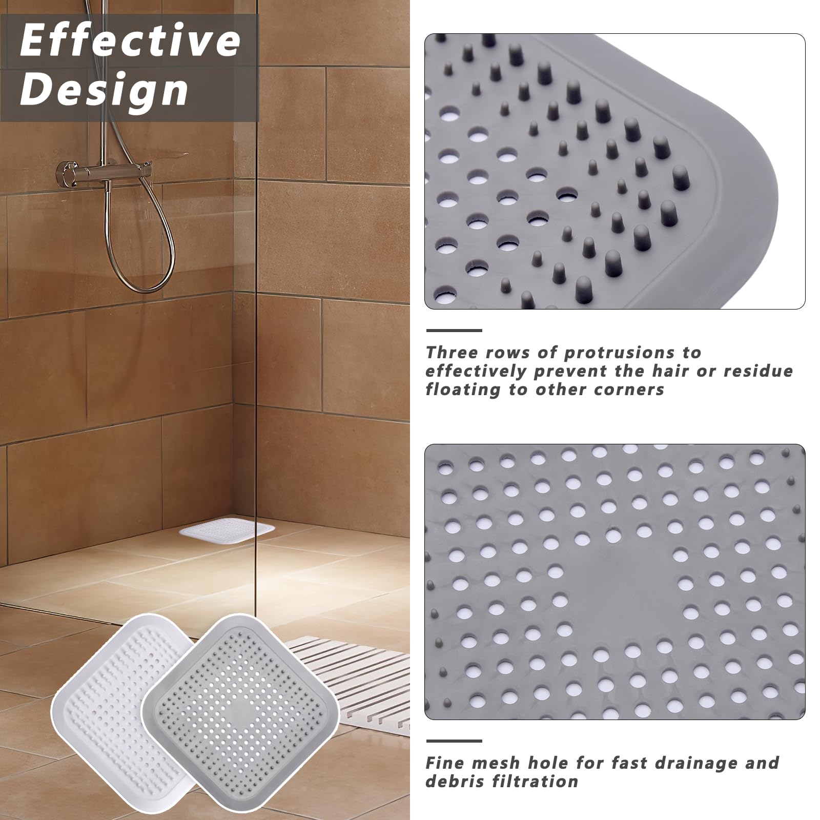 Alyvisun 2Pcs Silicone Hair Catcher for Shower Drain & Sink Strainer | Anti-Clogging | 14.5cm 2