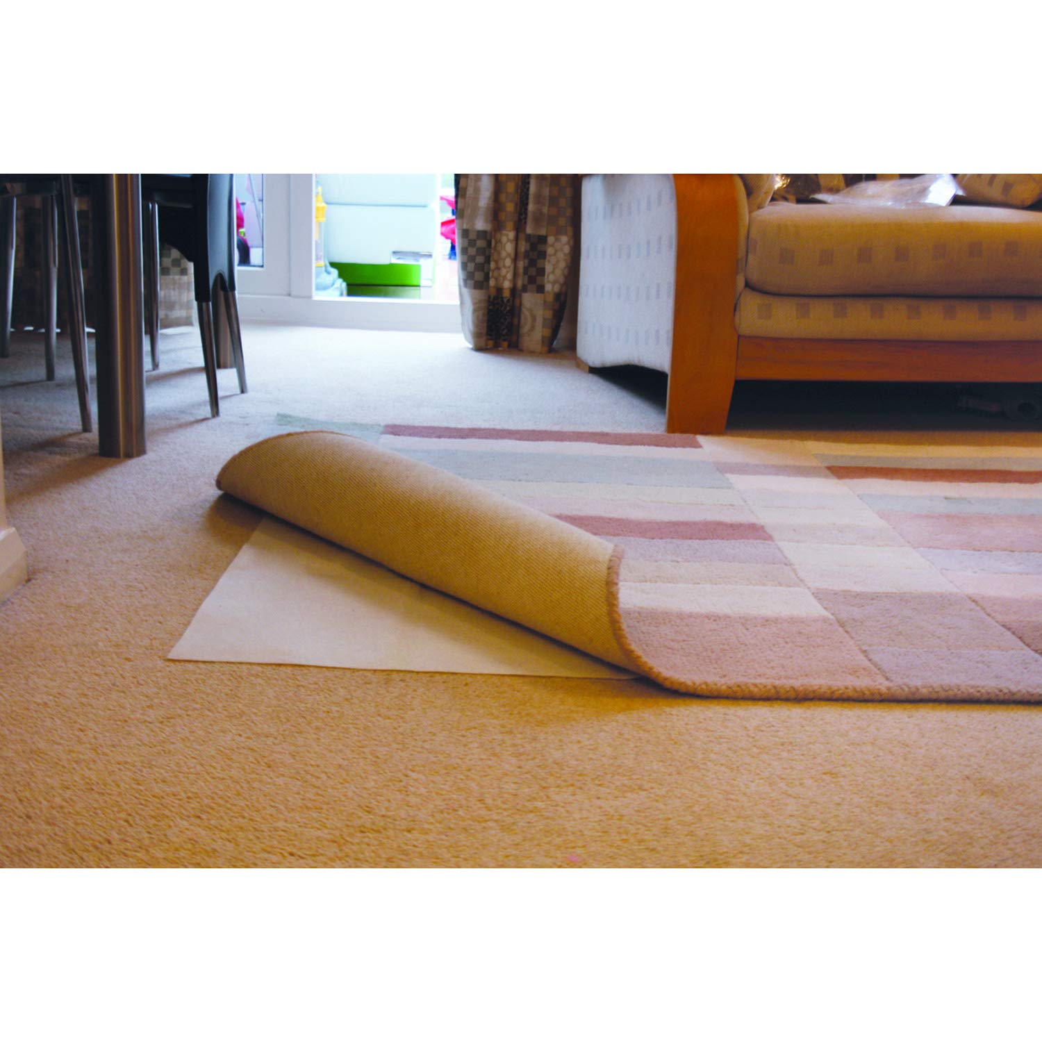 JVL Rug Gripper Pad for Carpet Floors - Keeps Rugs in Place | 120 x 180cm | White 1