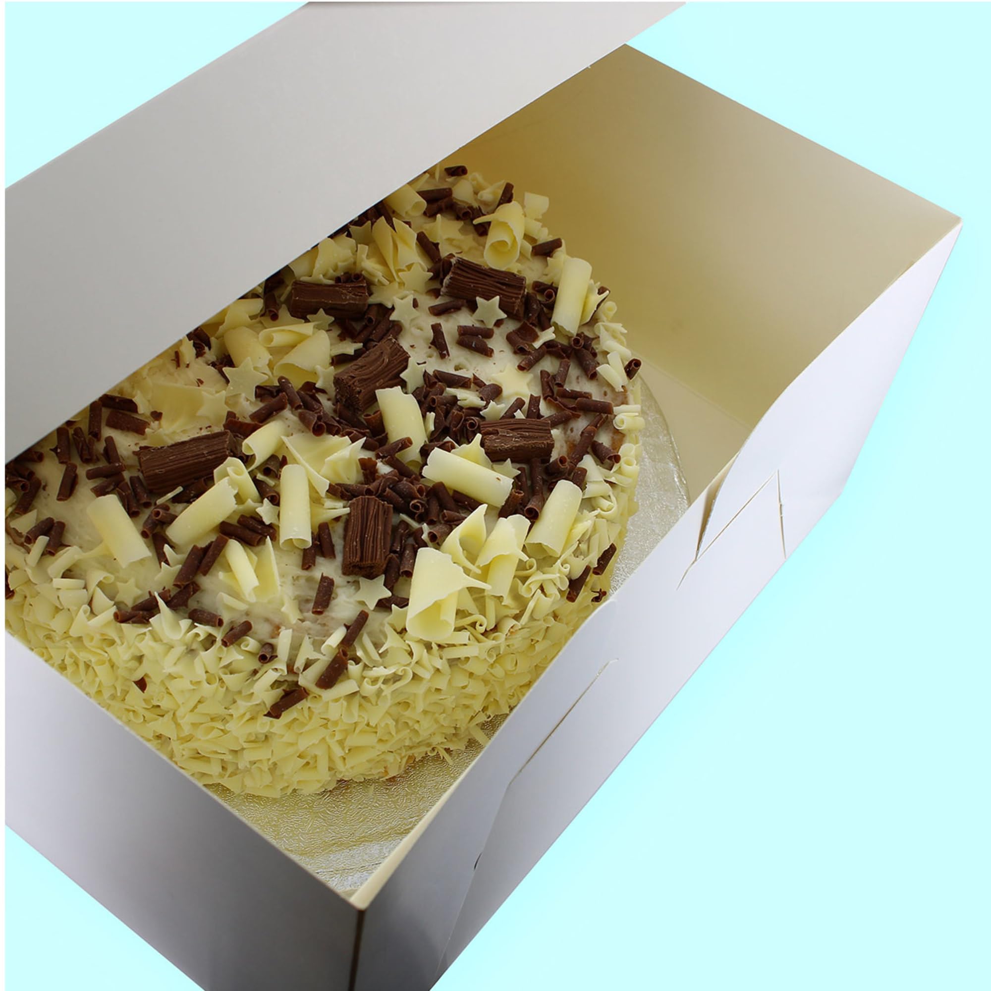 Culpitt 8' Round Silver Cake Drum & White Box Combo - 3 Pack | Sturdy Cardboard Support 4