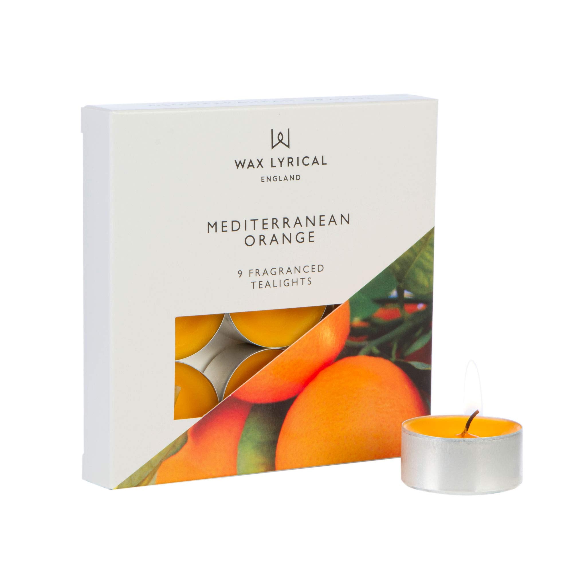 Wax Lyrical Scented Tealight Candles - Mediterranean Orange Fragrance | Box of 9 | 4 Hour Burn Time 1