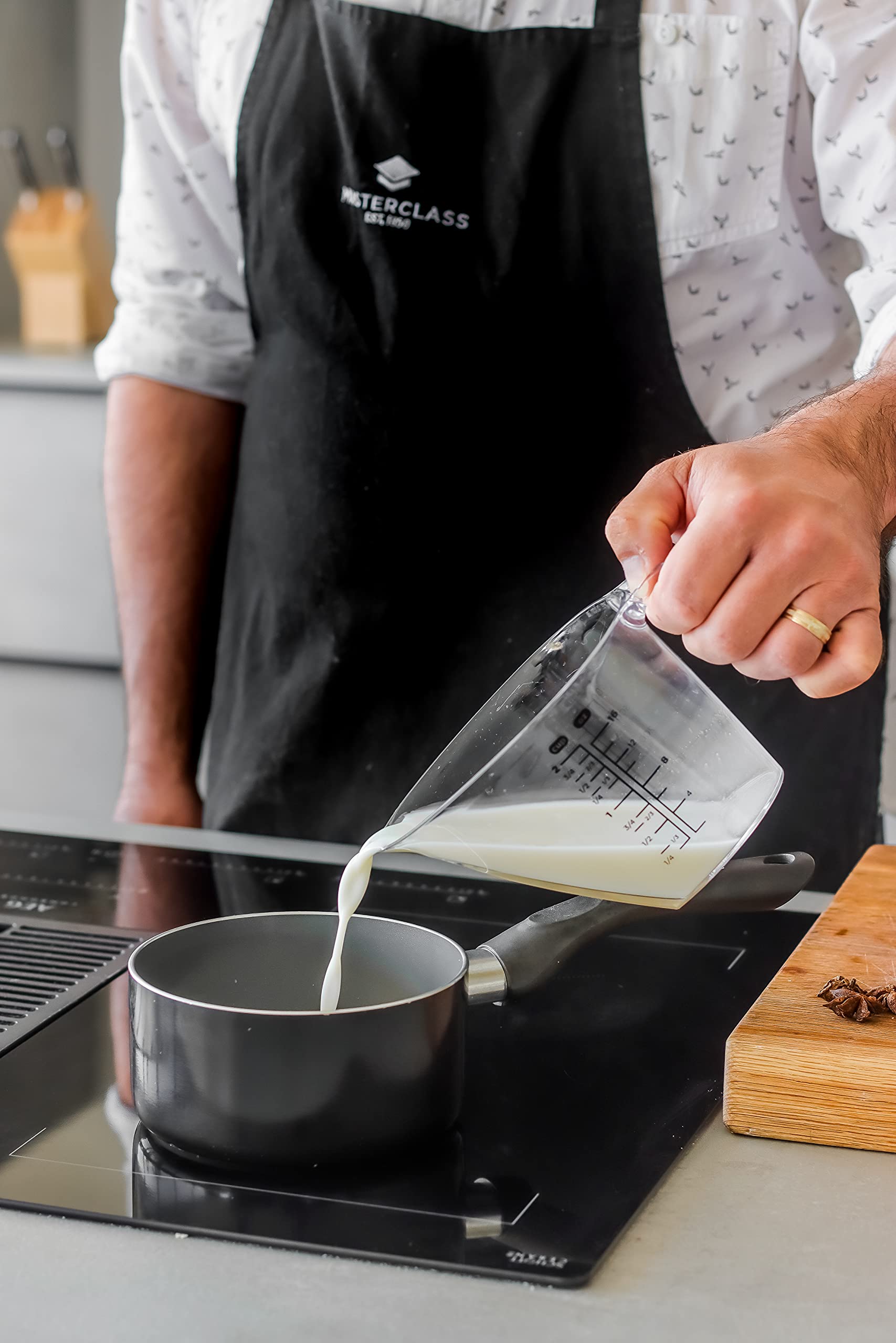 MasterClass Non-Stick Ceramic Eco Milk Pan - 14cm Aluminium, Black | Induction Compatible 8