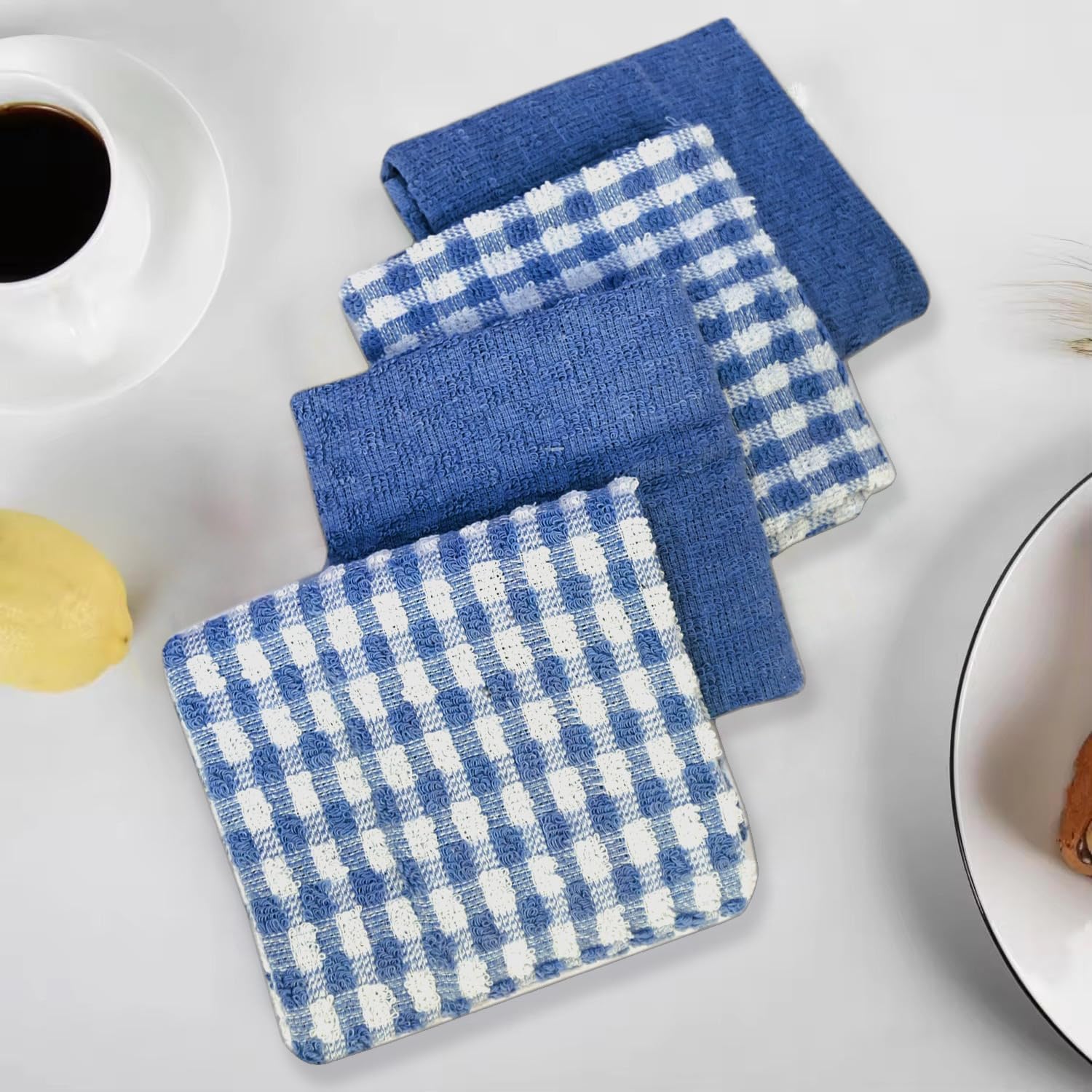 Casabella Pack of 6 Cotton Kitchen Tea Towels - Highly Absorbent & Durable | Blue | 45x65cm 6