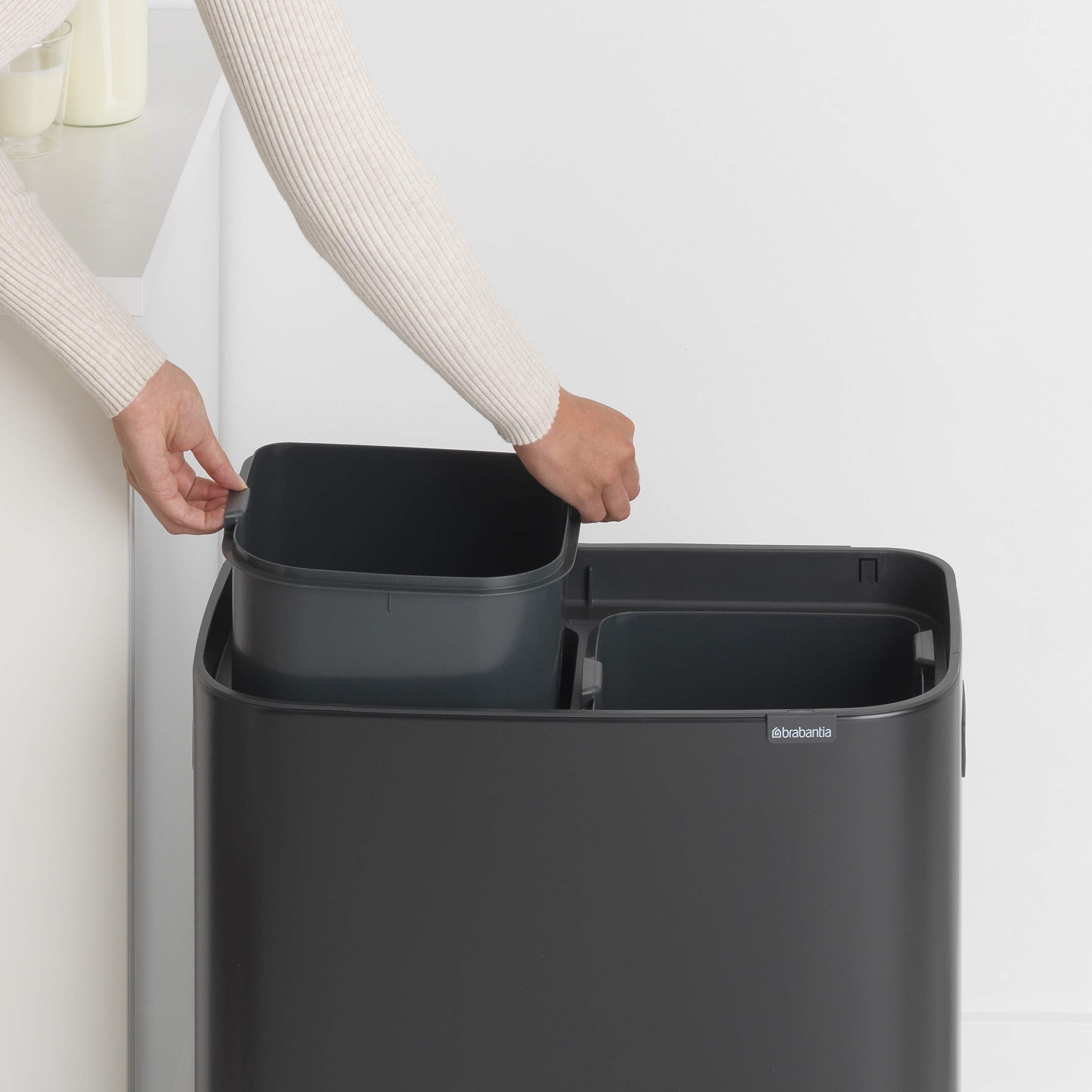 Brabantia Bo Touch Bin - 2 x 30L Inner Buckets | Matt Black | Metal 6