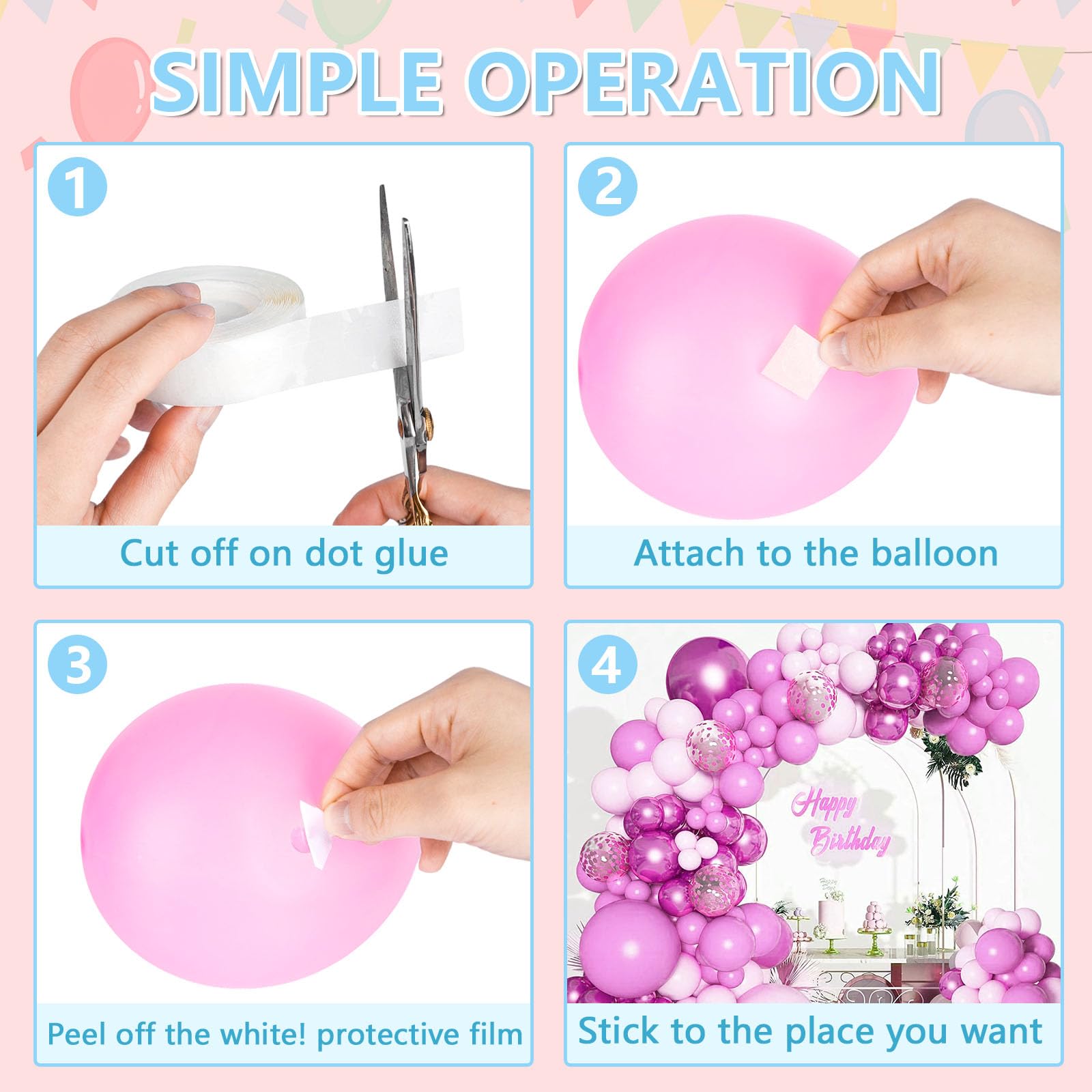 MOXYOY 620 Pcs Balloon Glue Dots - Removable Double Sided Adhesive for Crafts & Party Decor 2