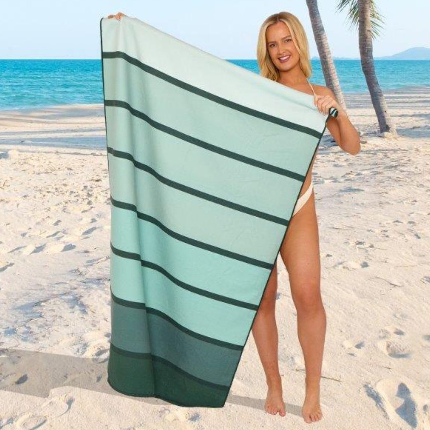 GC GAVENO CAVAILIA Extra Large Microfibre Beach Towel - Quick Dry, Sand Free, Non-Slip | 180 x 100 cm Green (1 Piece) 1