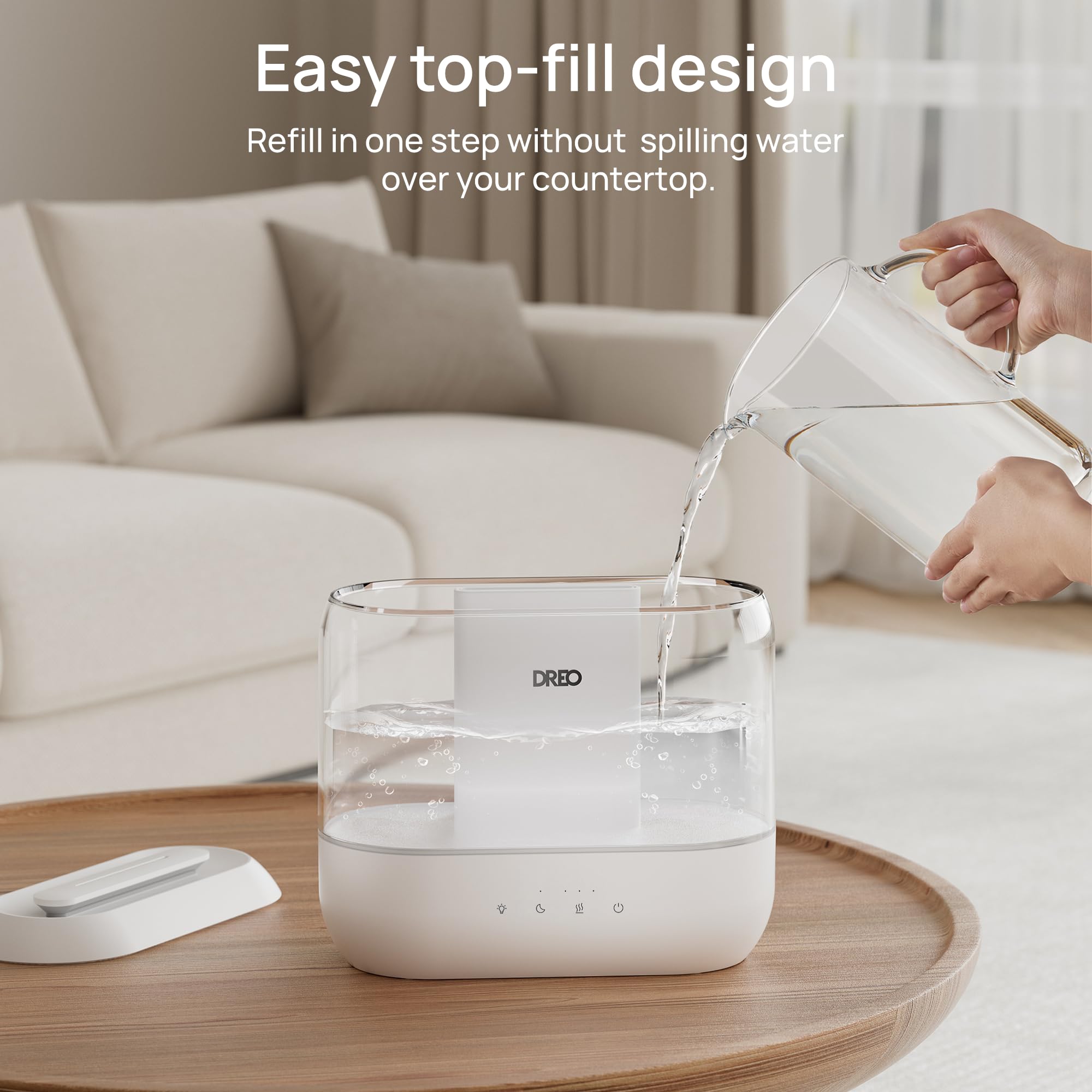 Dreo 4L Cool Mist Humidifier for Bedroom Baby | 36H Runtime | 28dB Quiet Operation | Top-Fill 5