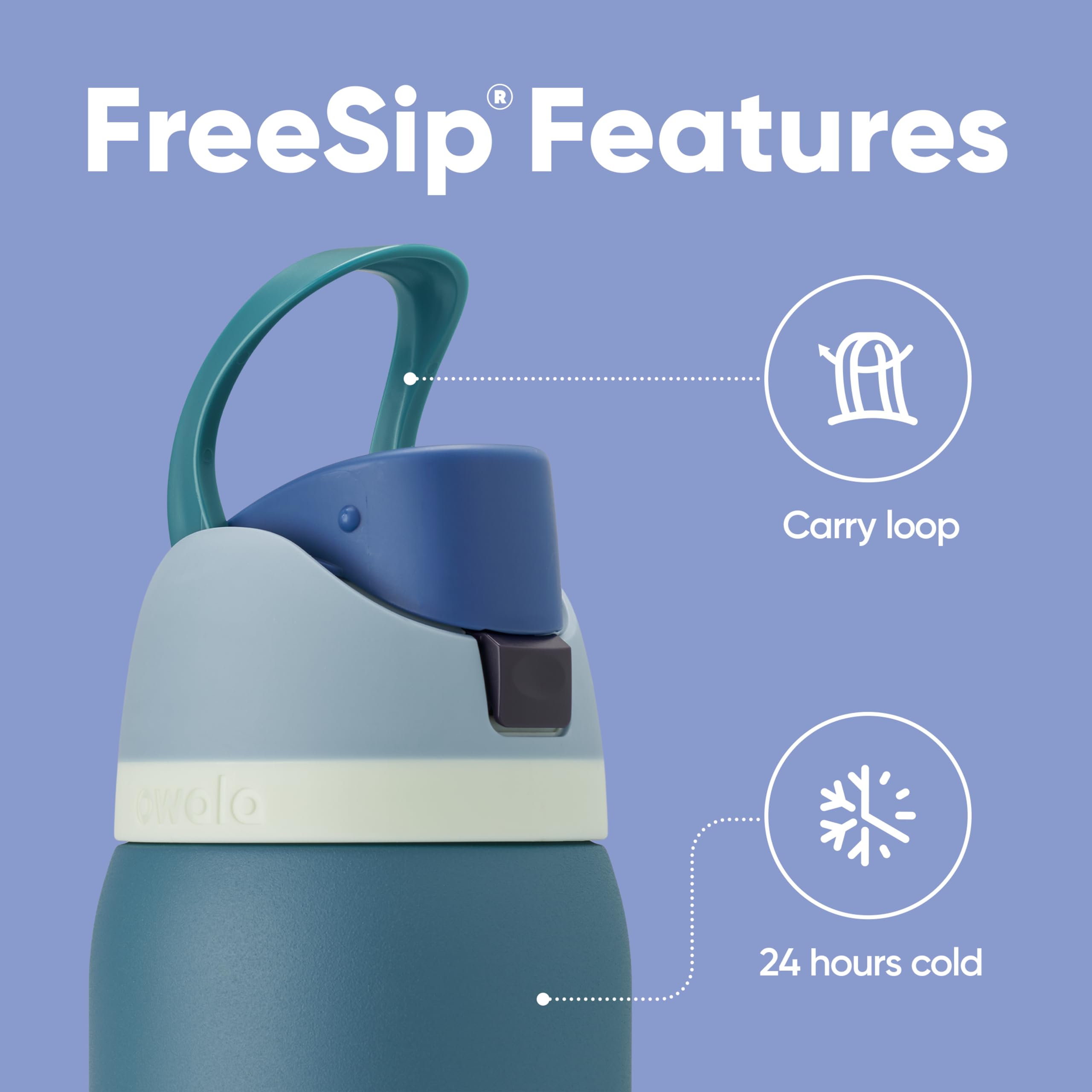 Owala FreeSip Insulated Stainless Steel Water Bottle with Straw, 945ml, Denim 4