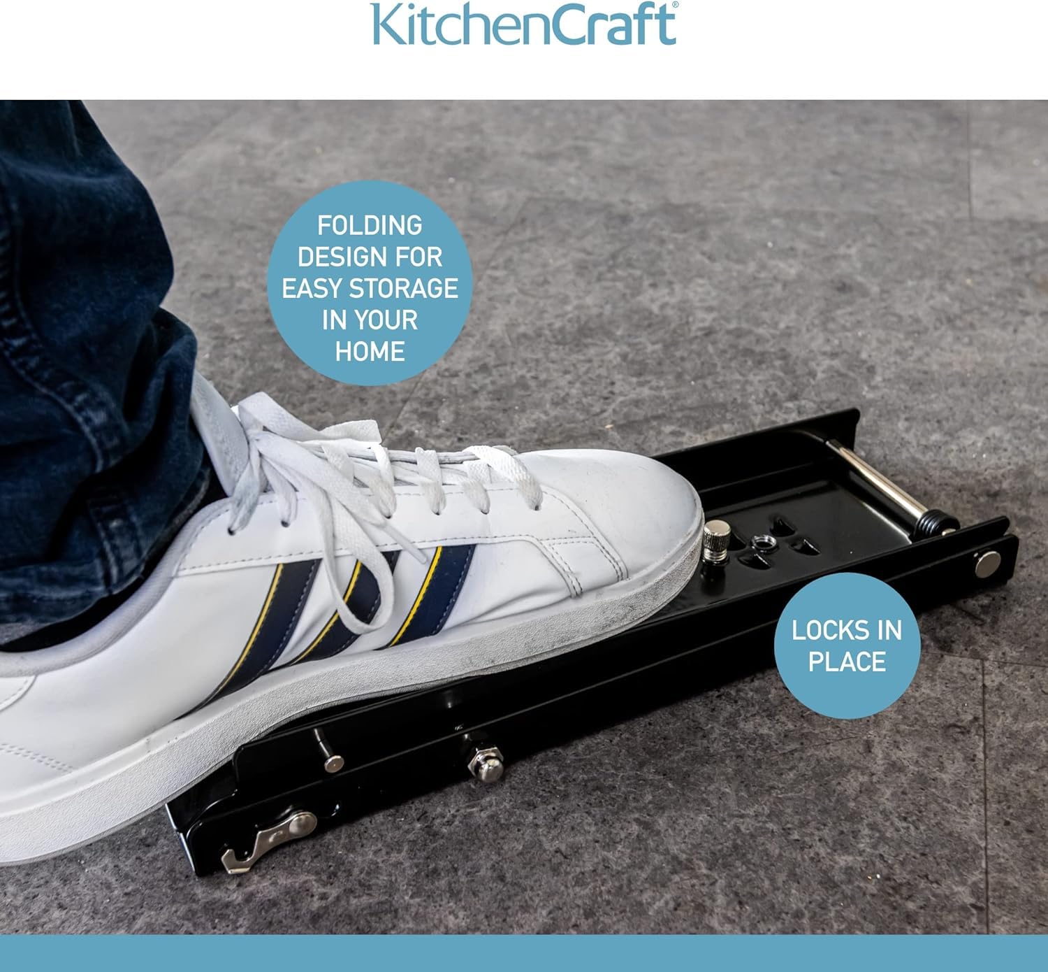 KitchenCraft Foot Operated Can Crusher - Metal, Folding Design, Assorted Color | KCFLOORCRUSH 4