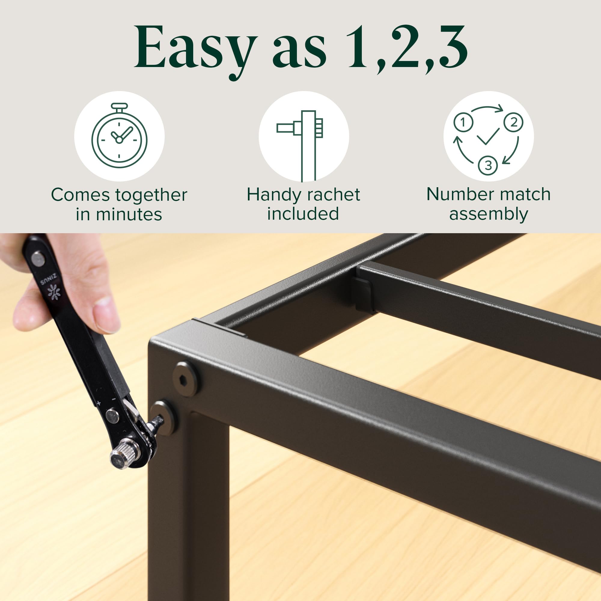 Zinus Lorelai Double Bed Frame - 135x190 cm Size | 36 cm Height | Black Metal 8