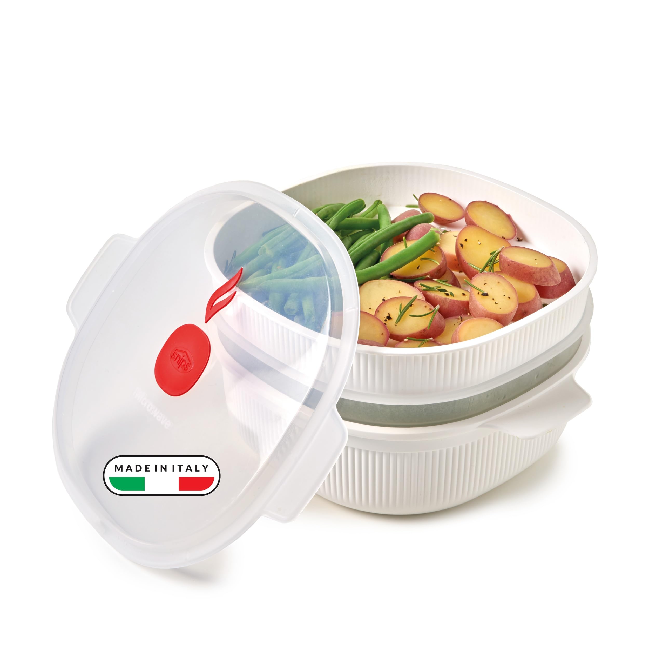 Snips Microwave Steamer with 2 Trays - 4L Capacity, BPA-Free, Made in Italy 1