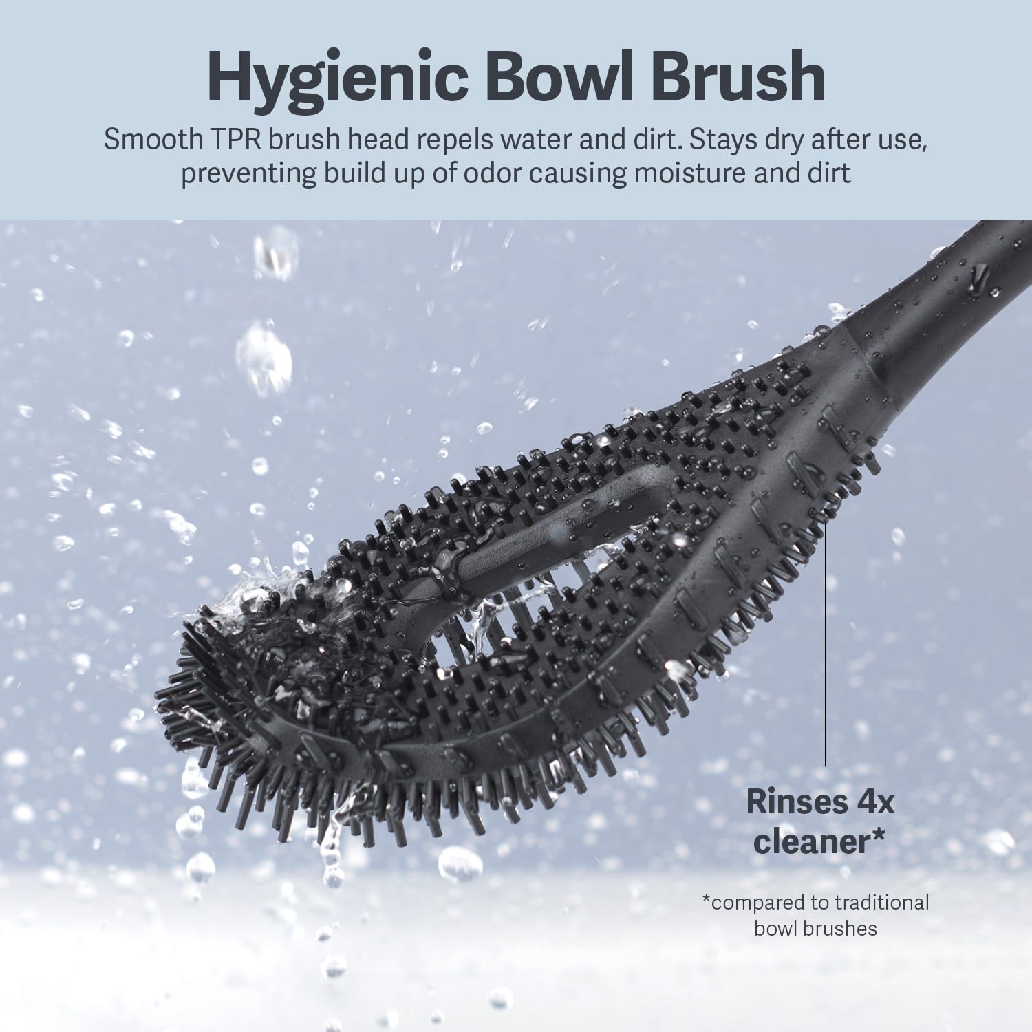 Casabella Smart Scrub Toilet Brush with Caddy | Flexible TPR Silicone | Black 3