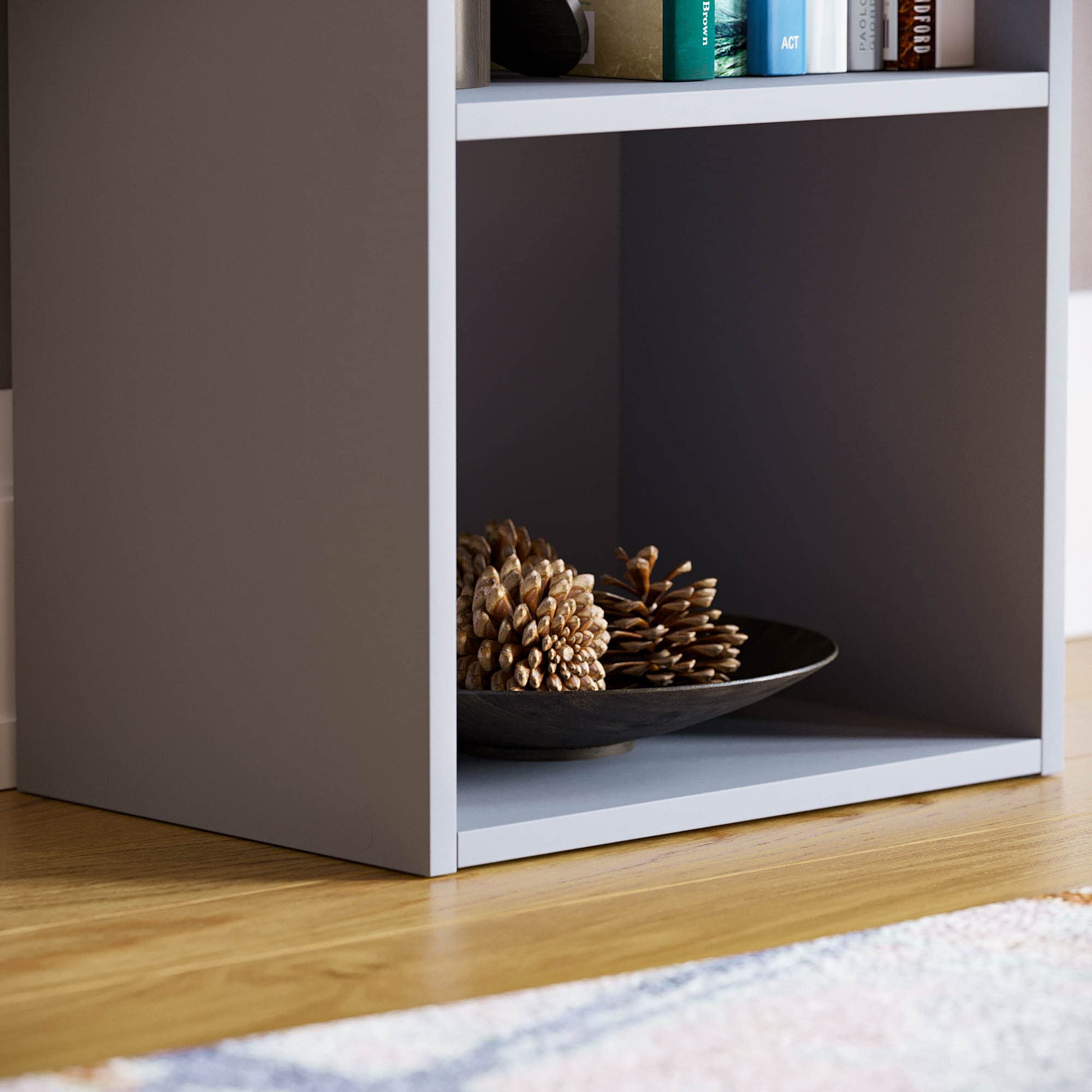 Vida Designs Oxford 4 Tier Cube Bookcase - Grey Wooden Shelving | H 106cm | Chipboard & MDF 5