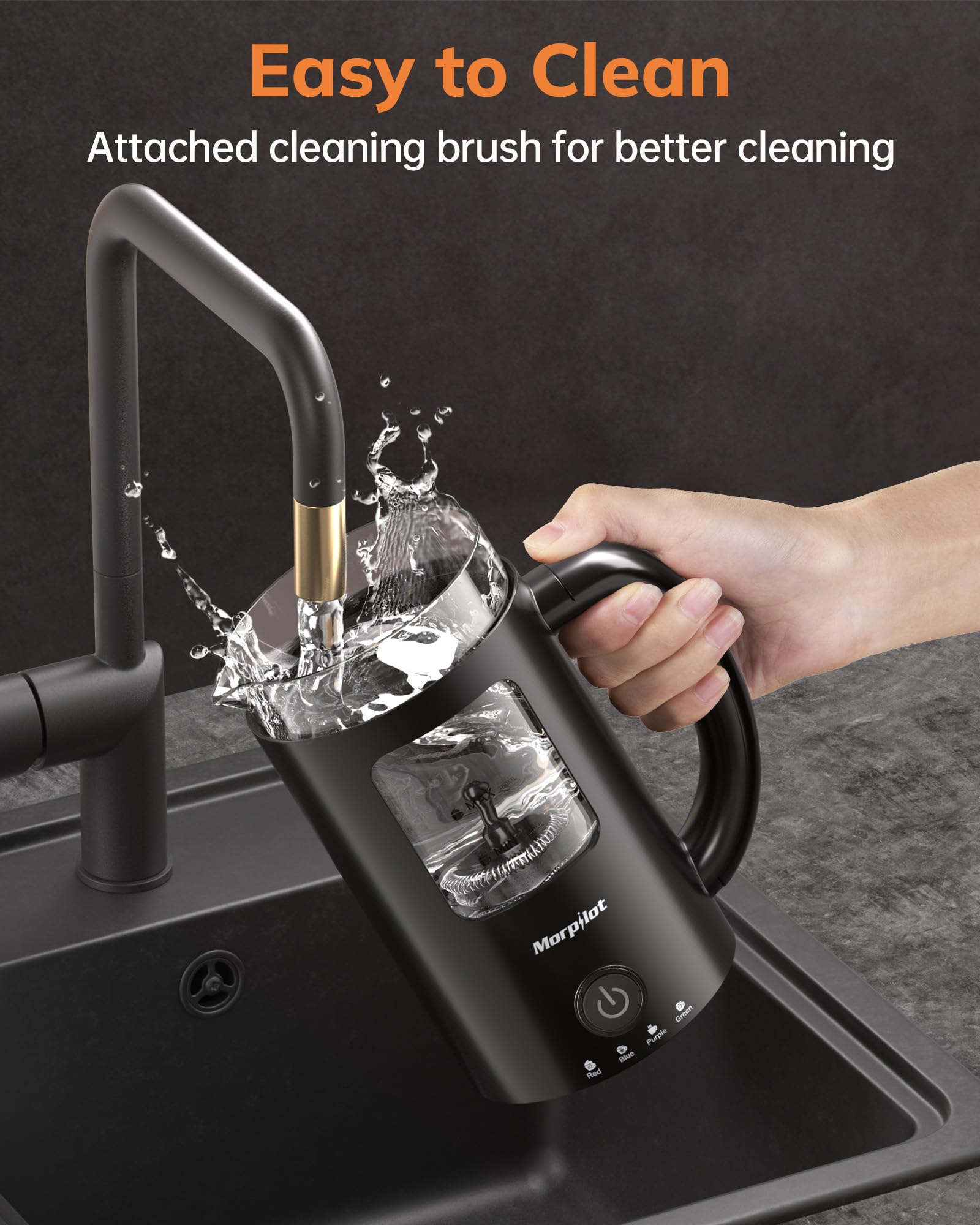 morpilot Automatic Milk Frother - 4-in-1 Functions | 600ML Capacity | Visual Glass Body 7