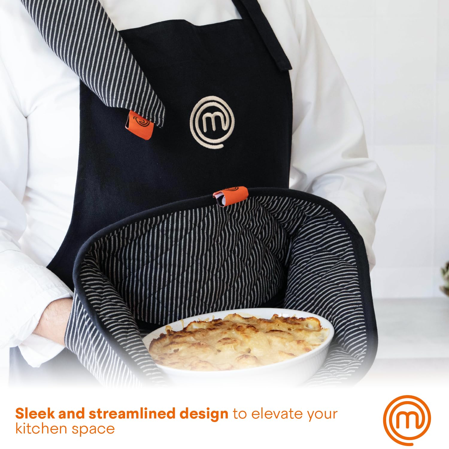 MasterChef Oven Mitts - Heat Resistant Cotton Double Gloves | Elite Black | Machine Washable 2