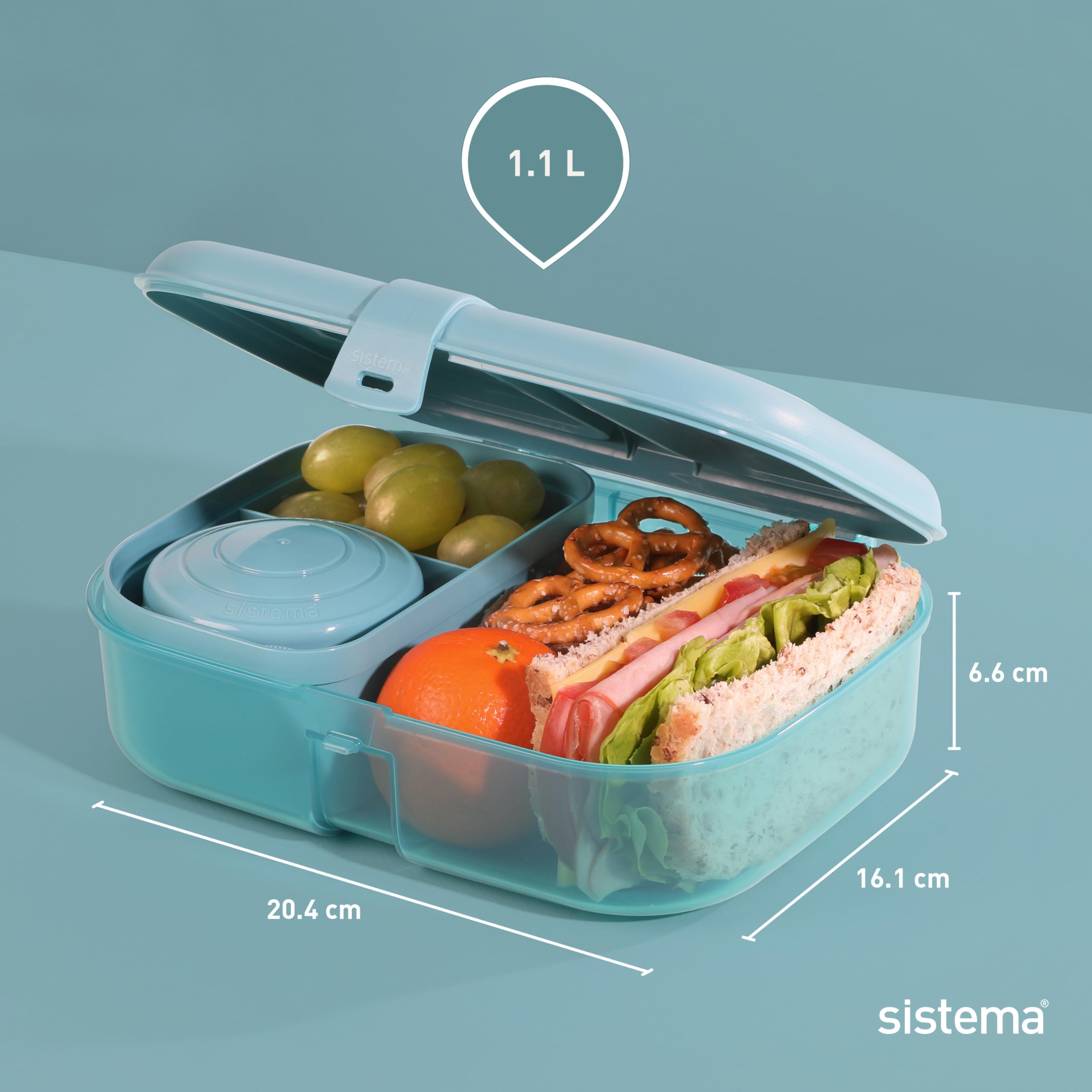 Sistema Ocean Bound Plastic Bento Box - 1.1 L Capacity | Teal/Blue | Microwave Safe 4