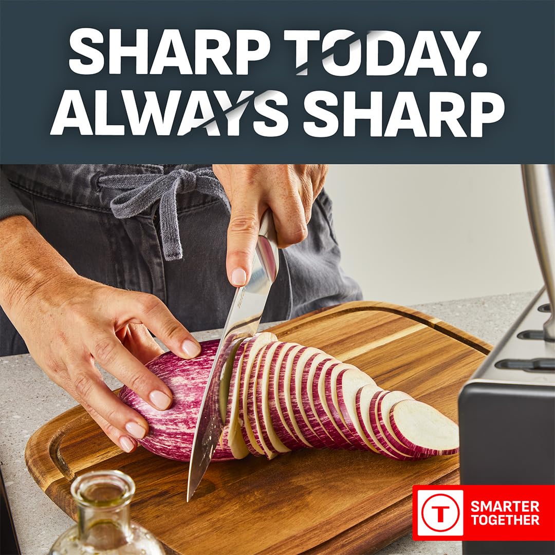 Tefal EverSharp Pro 5-Pc Kitchen Knife Set with Integrated Automatic Sharpener | German Stainless Steel 5
