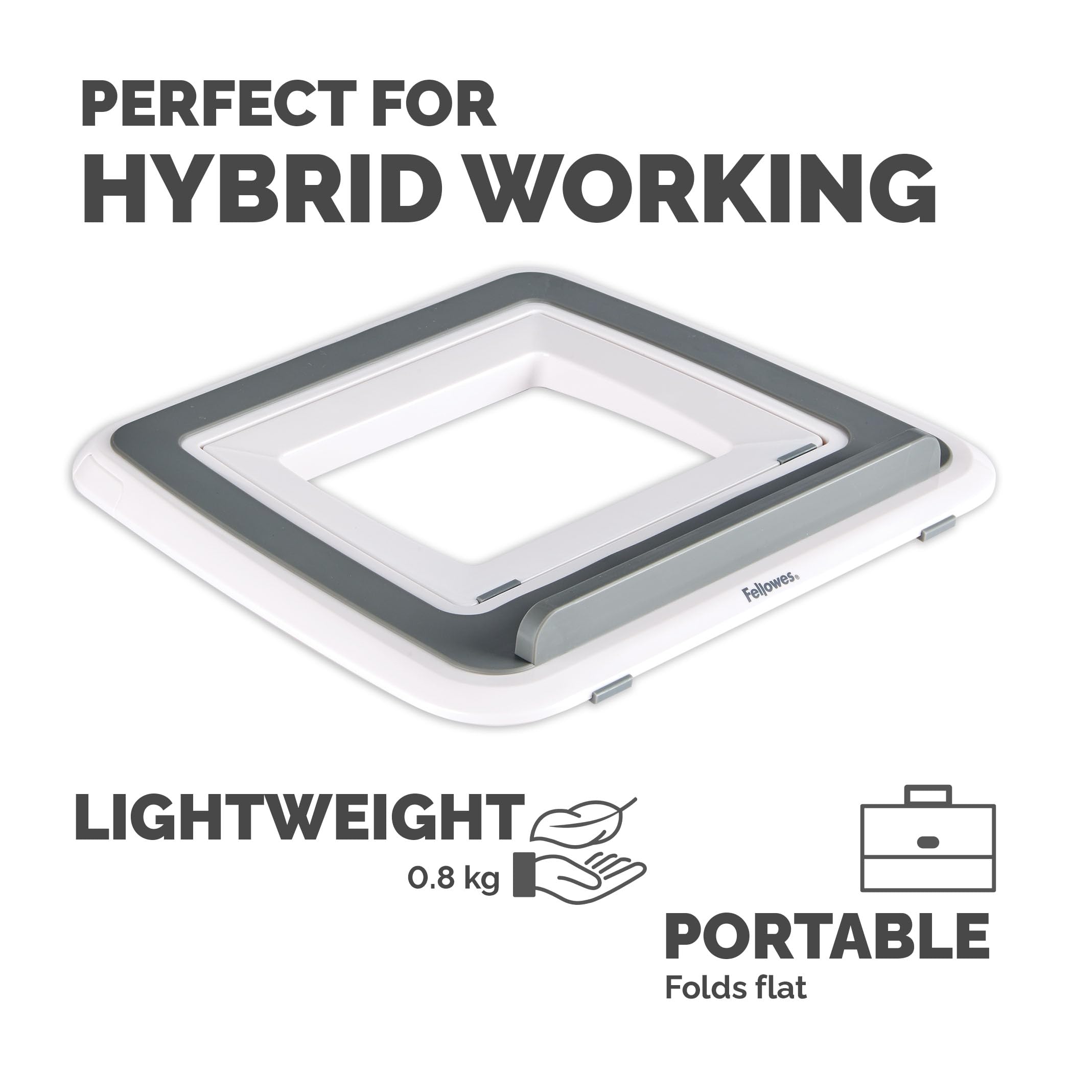 Fellowes I-Spire Series Portable Height Adjustable Laptop Stand for Desk | Supports Up to 17-Inch Laptops | White 6