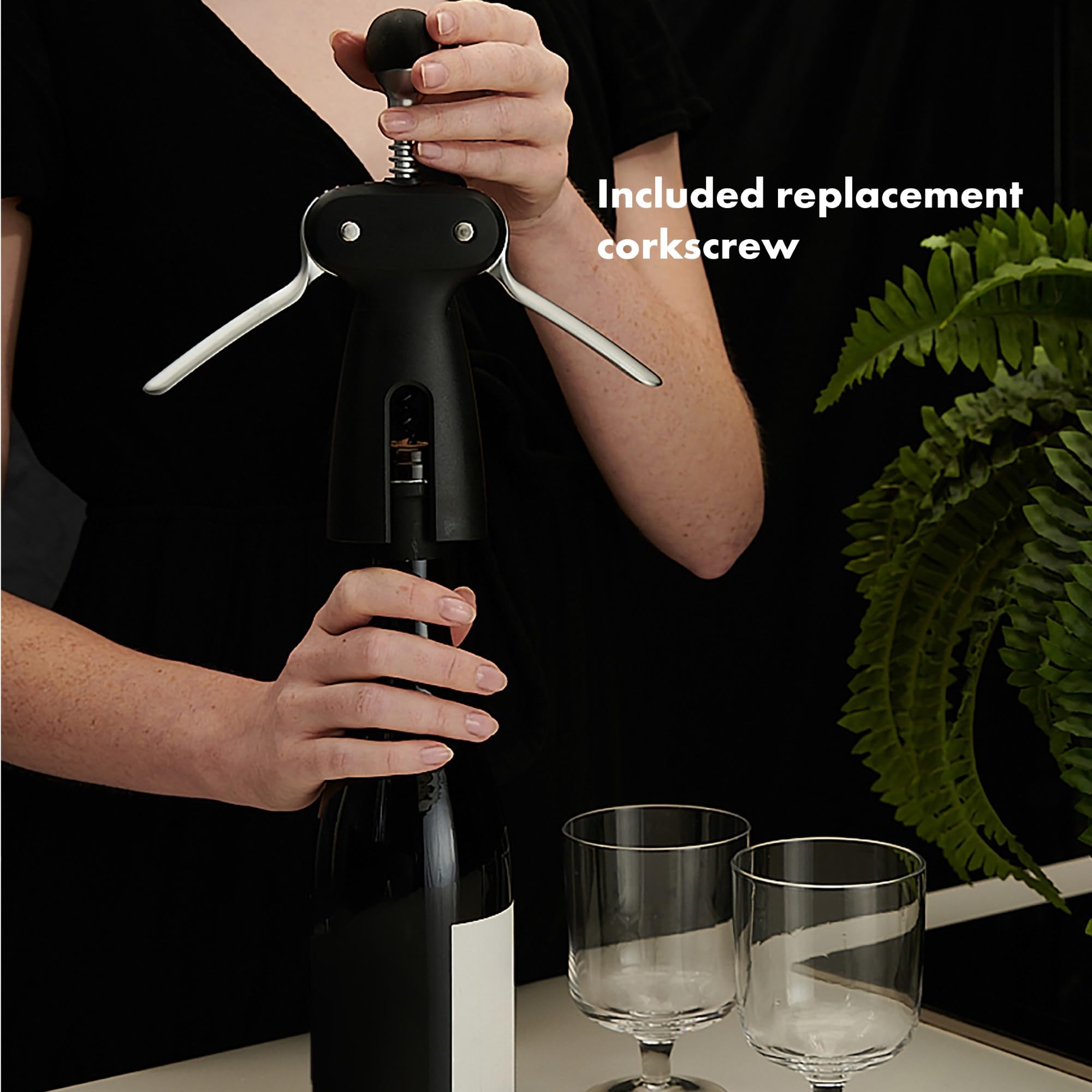 OXO Steel Winged Corkscrew with Removable Foil Cutter | Stainless Steel | Black 4