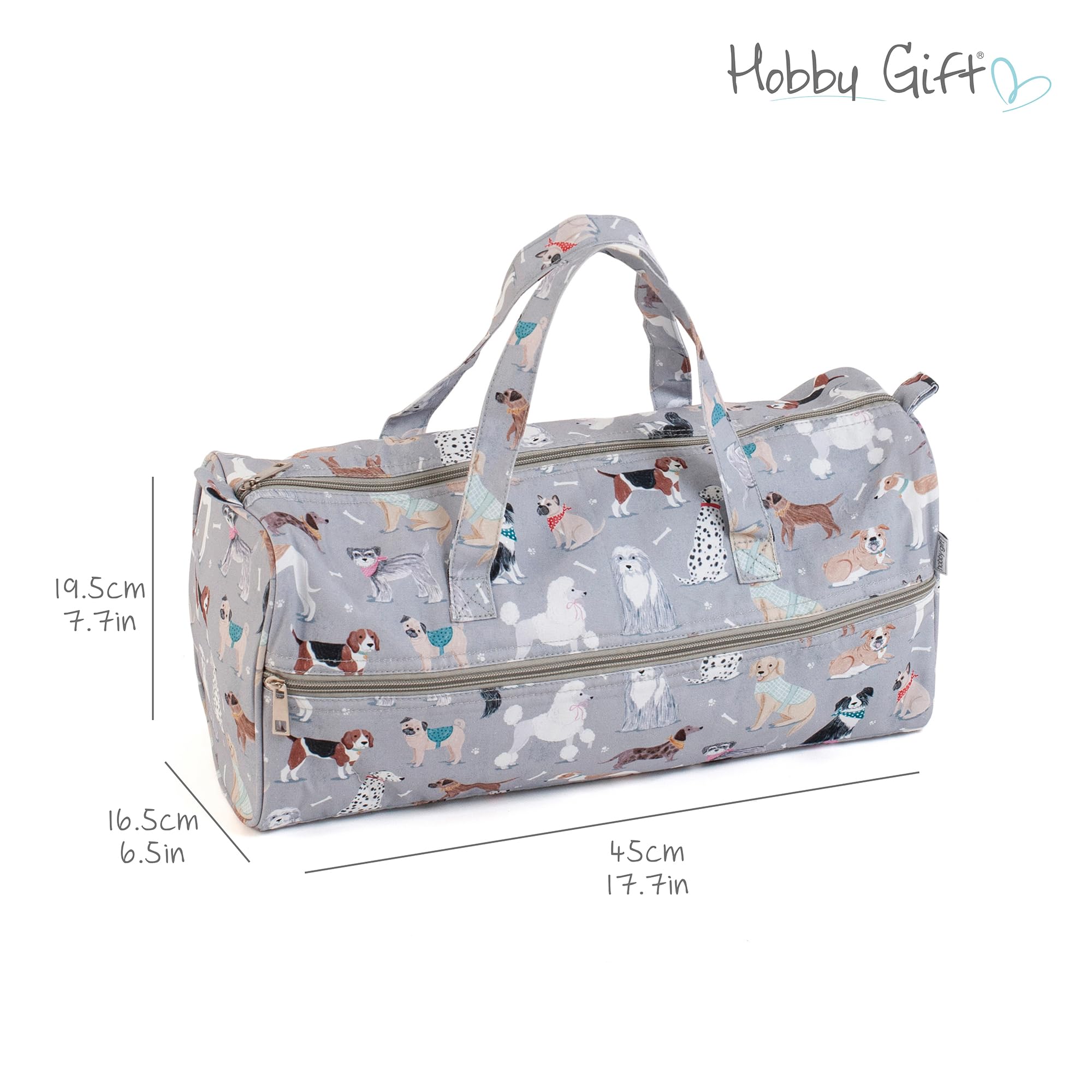 Hobby Gift Knitting Bag - Grey Dogs Design | 100% Cotton | Fits Needles up to 40cm 6