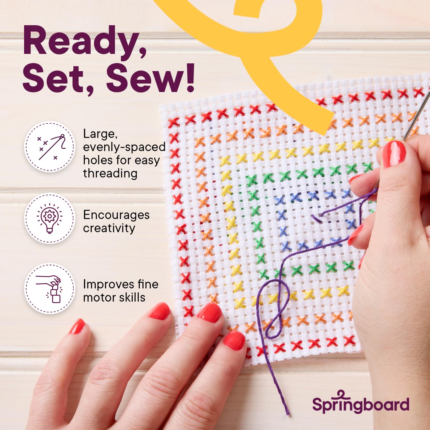 Springboard Supplies Cross Stitch Fabric - 10-Pack Cream Binca Mesh Squares | 15 x 15 cm | 100% Cotton 2