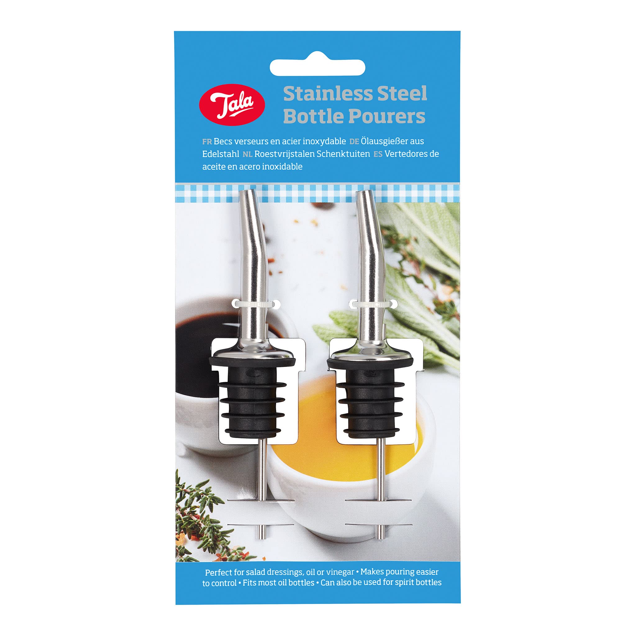 Tala Stainless Steel Oil Pourers - Leakproof & Mess-Free Pouring | Set of 2 2