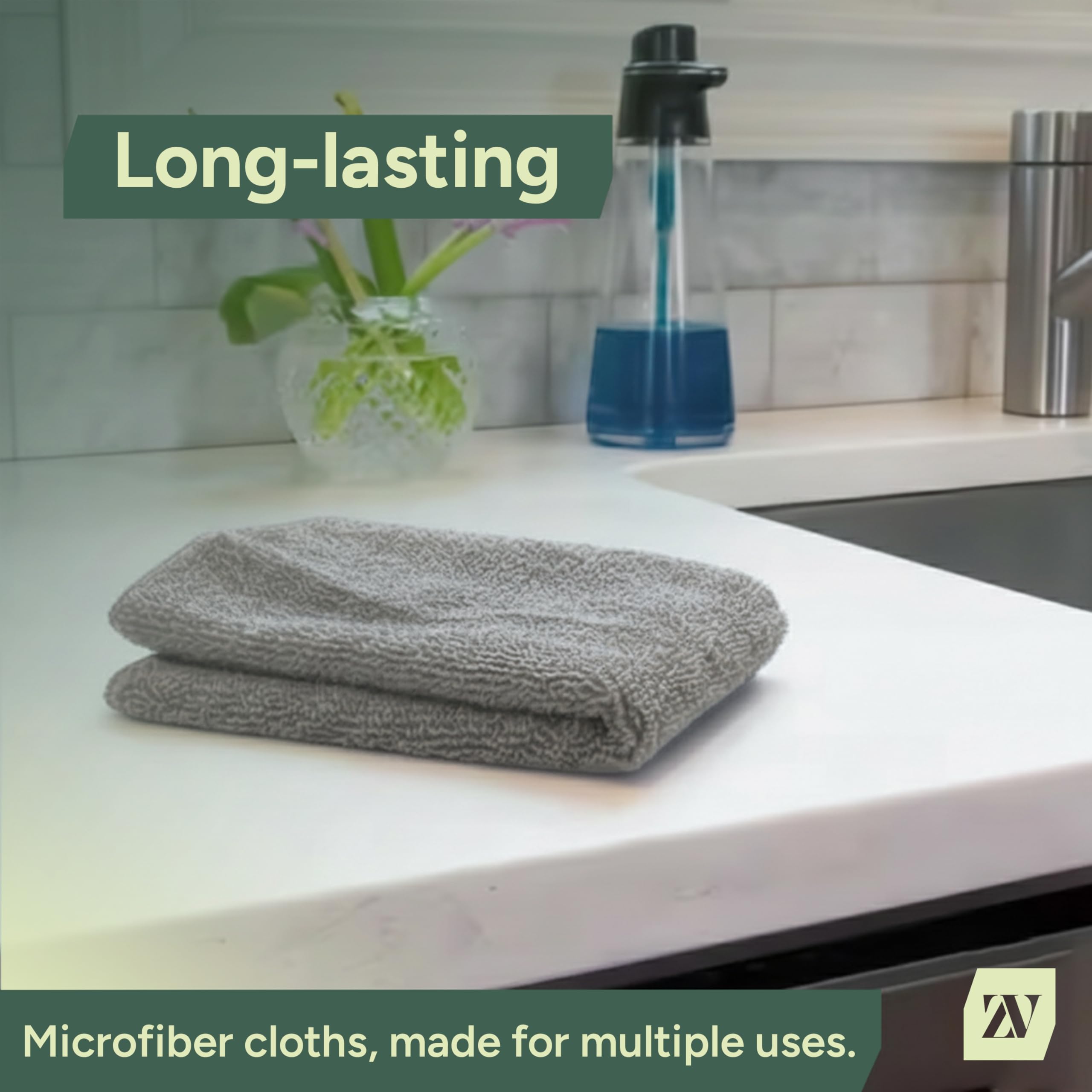 Zuvo Microfiber Cleaning Cloths - Pack of 12 | 32x32 cm | Highly Absorbent & Lint-Free 7