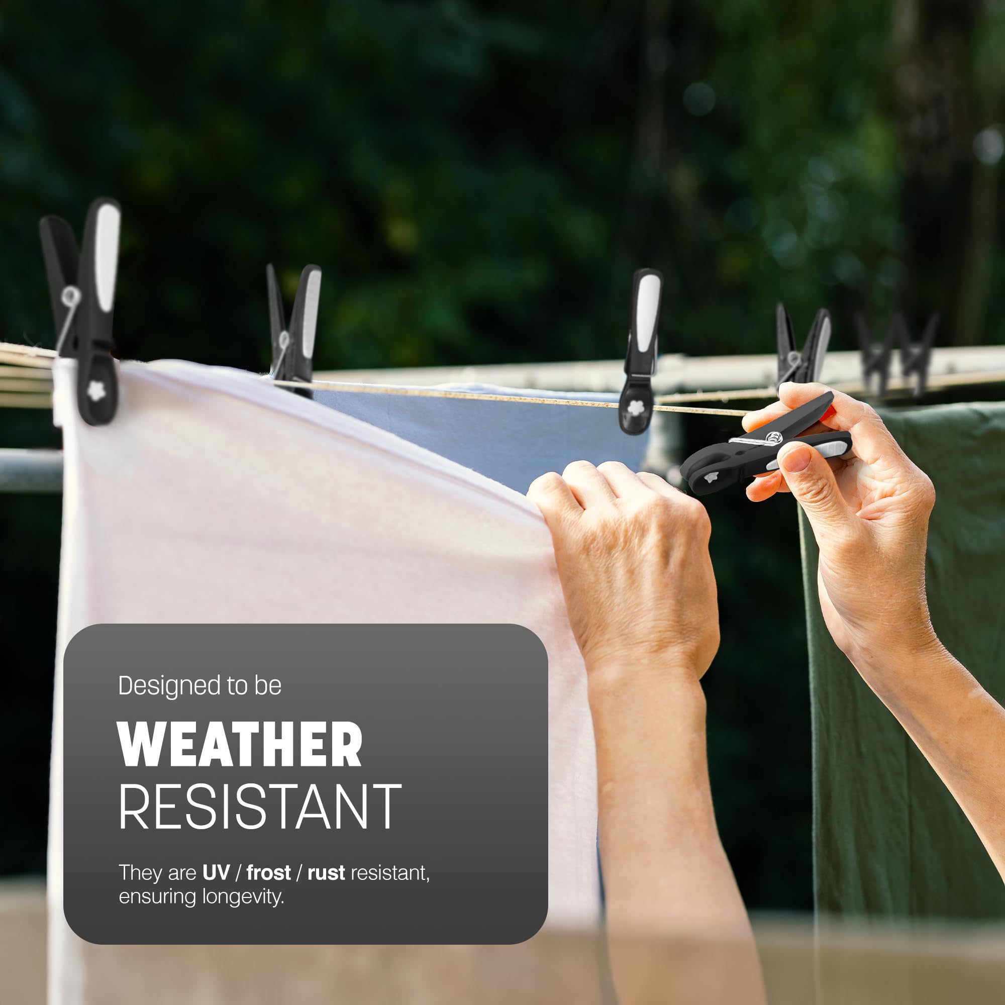 KEPLIN Clothes Pegs for Washing Line - 48 Pack Black | Weather Resistant | Strong Grip 4