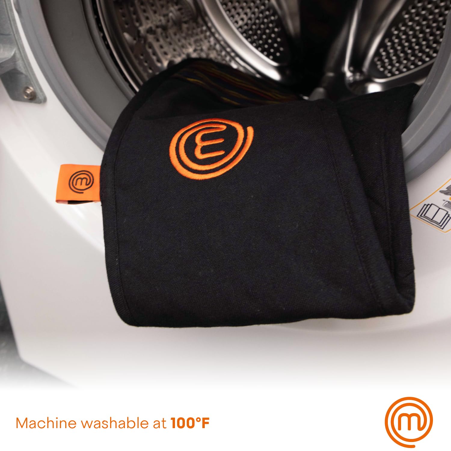 MasterChef Double Oven Gloves - Heat Resistant Cotton Mitts up to 250°C | Vivid Black 6