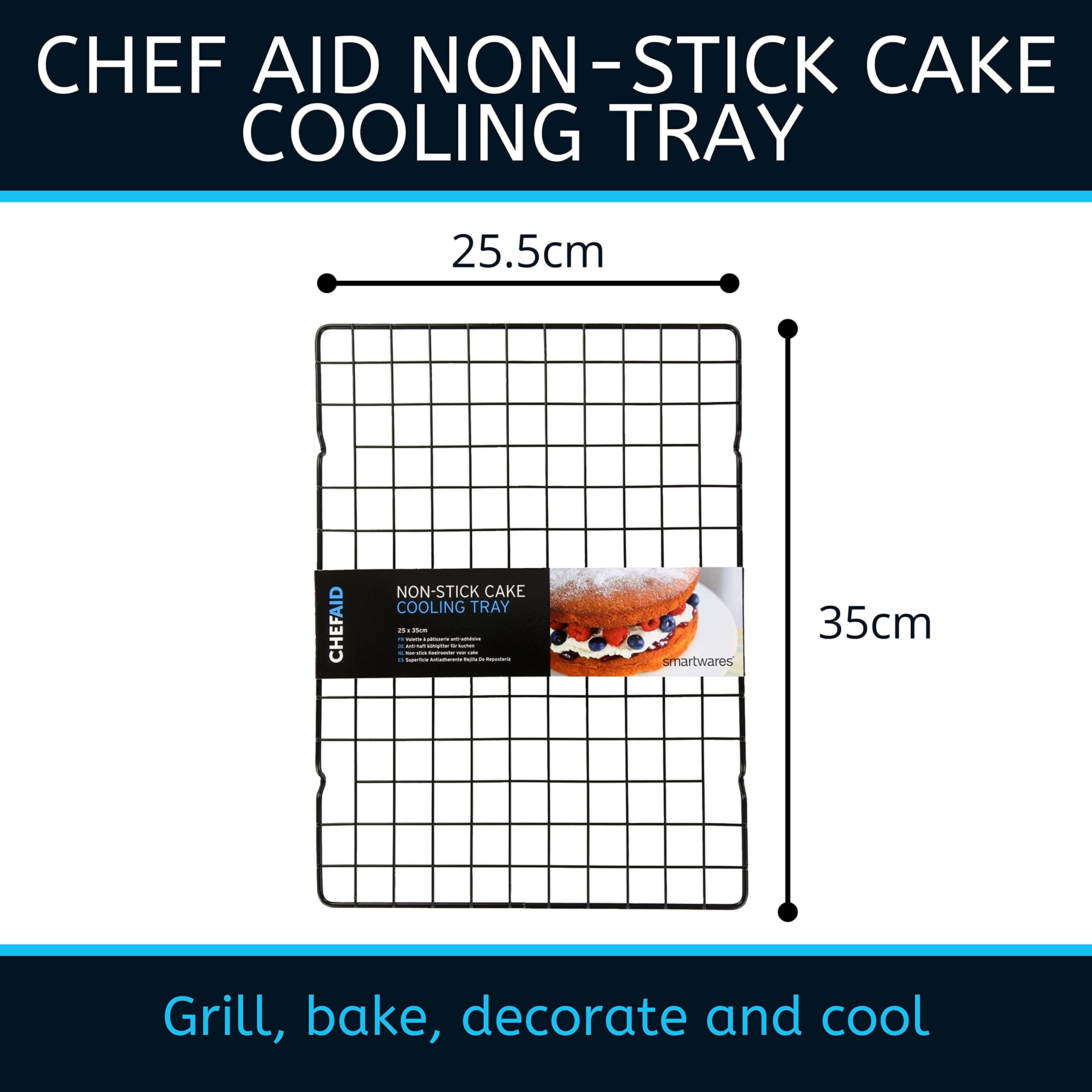 Chef Aid Non-Stick Metal Cooling Tray for Cakes, Cookies, and Pastries | 35 x 25 cm | Dishwasher Safe 3