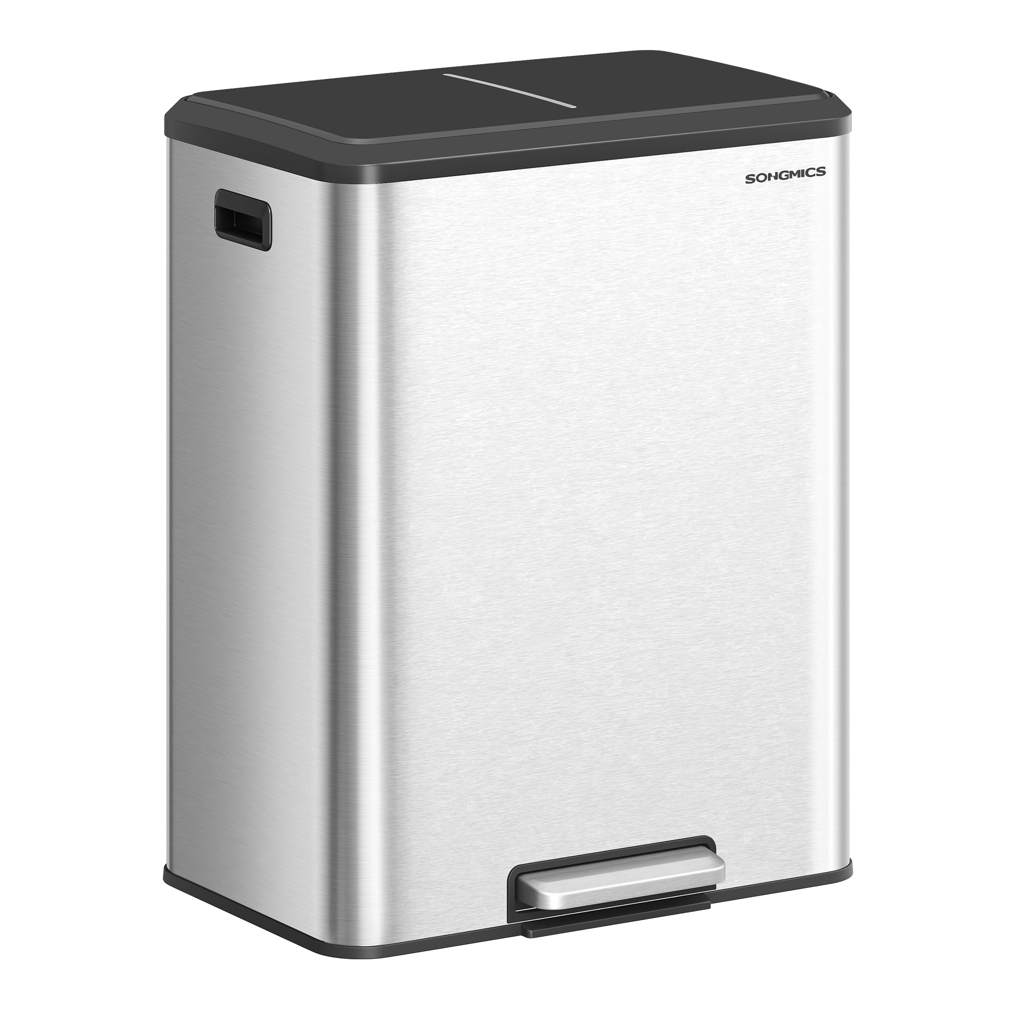 SONGMICS Kitchen Bin - Double Compartment Recycling System | 2 x 30 L Capacity | Stainless Steel 1