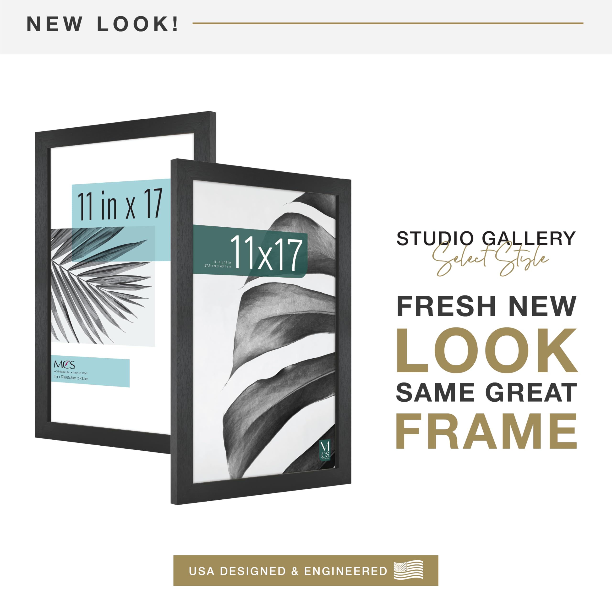 MCS Studio Gallery Frame 63713 - 11x17 Inch, Black Woodgrain Finish | Tabletop & Wall Mount 2