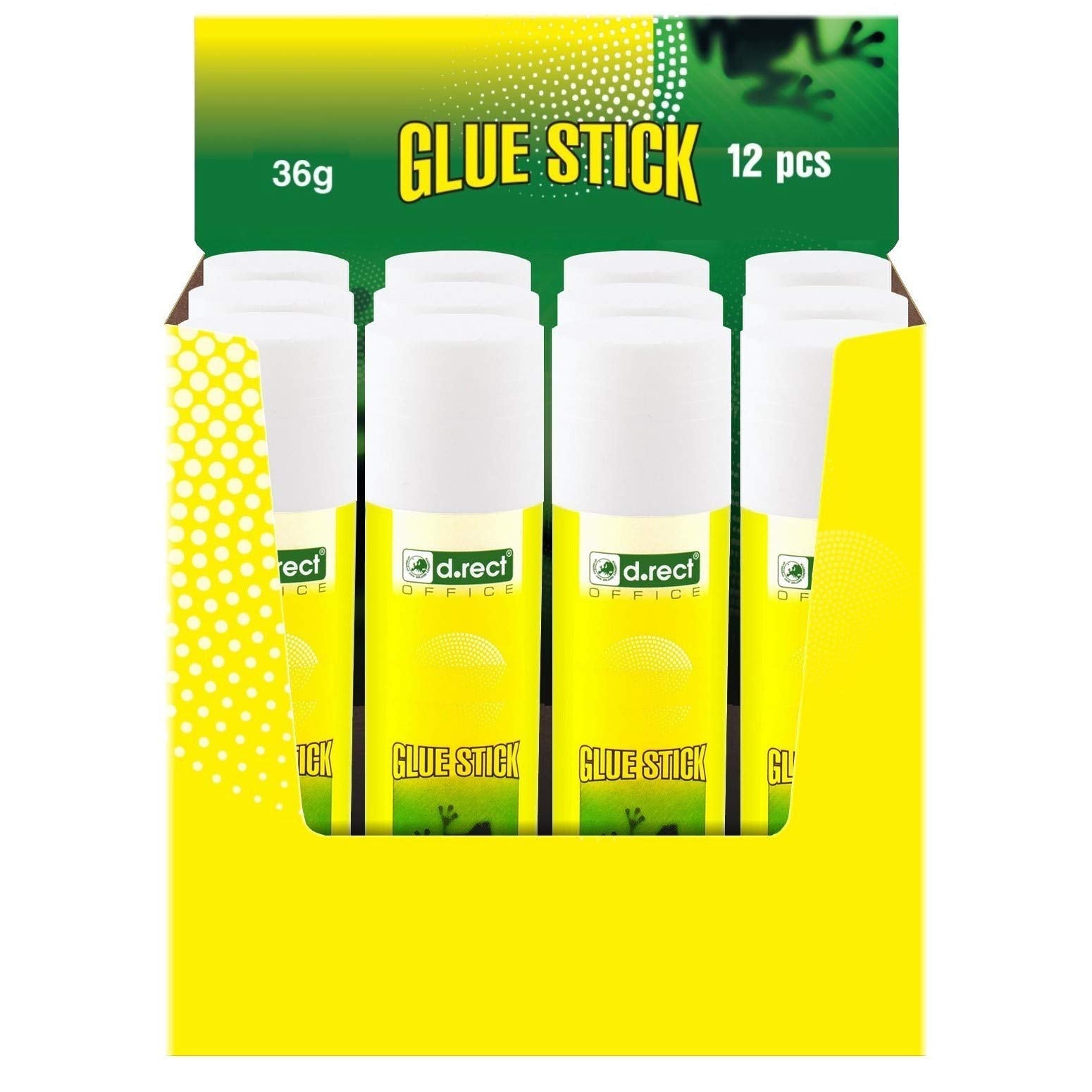 D.RECT PVA Glue Stick 36g - Strong Hold for Paper, Cardboard, Photos, Fabrics | Pack of 12 1