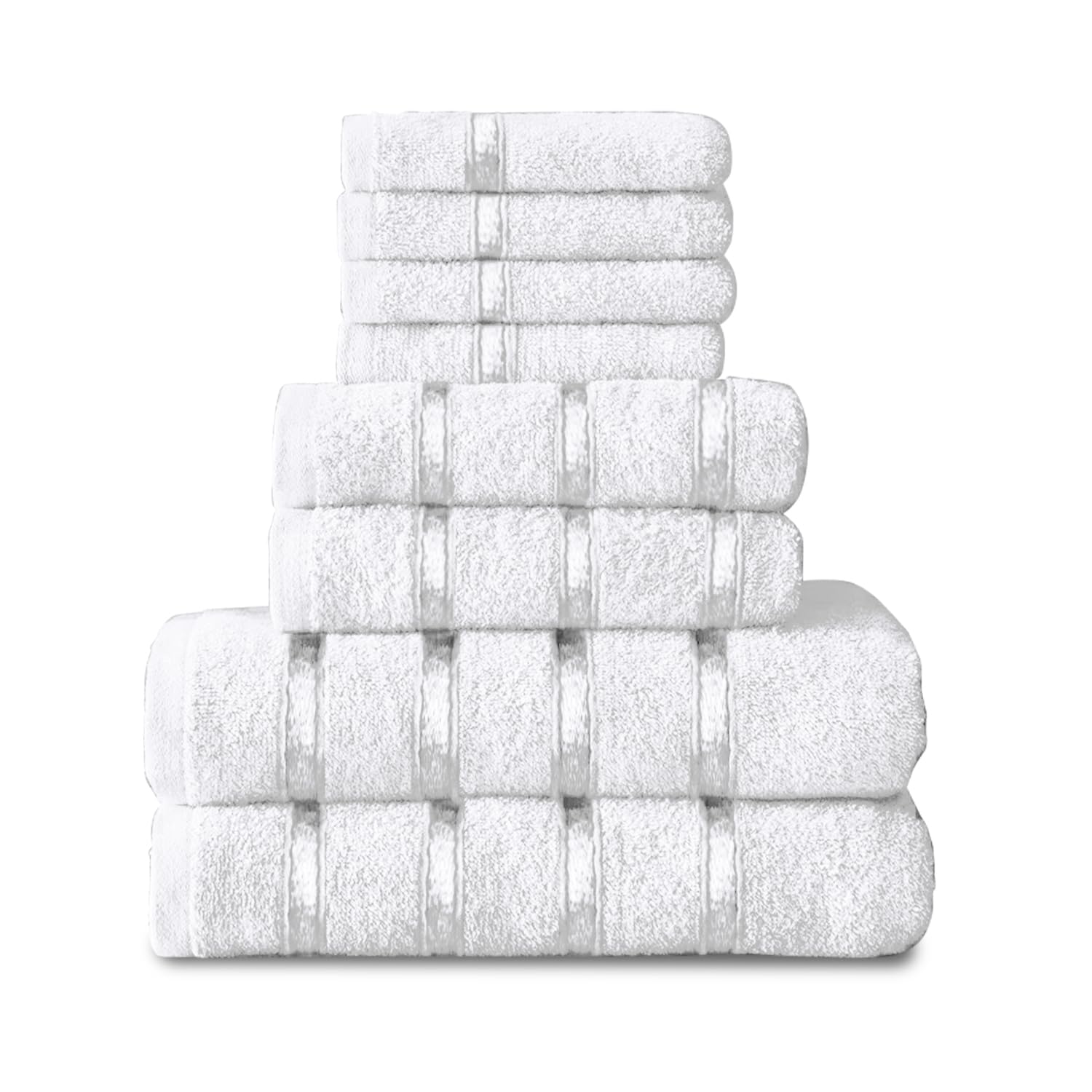 GC GAVENO CAVAILIA 8 Piece White Towel Set | 450 GSM | 100% Cotton | Quick Dry 1