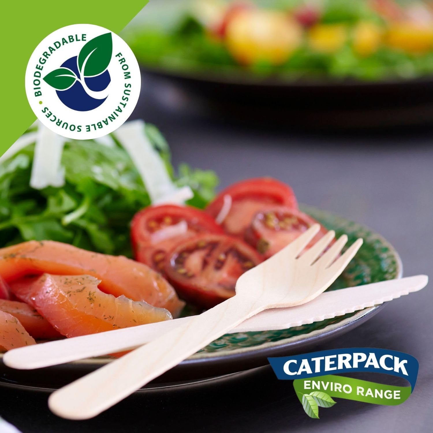 Caterpack Enviro Range Wooden Forks - 100 Pack | 6.25 Inch | Biodegradable & Natural Birchwood 4