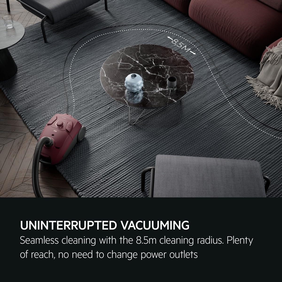 AEG 5000 Series AB51C2DR Bagged Cylinder Vacuum Cleaner | 1492W | 3L Capacity | Dark Red 4