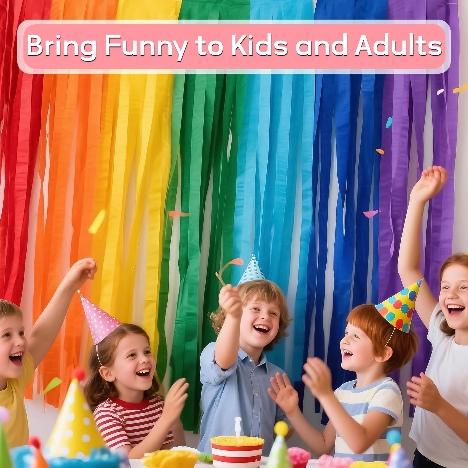 MOXYOY Crepe Paper - 10 Rolls Hanging Rainbow Streamers | 3.5cm x 10m Each | Vibrant & Durable 4