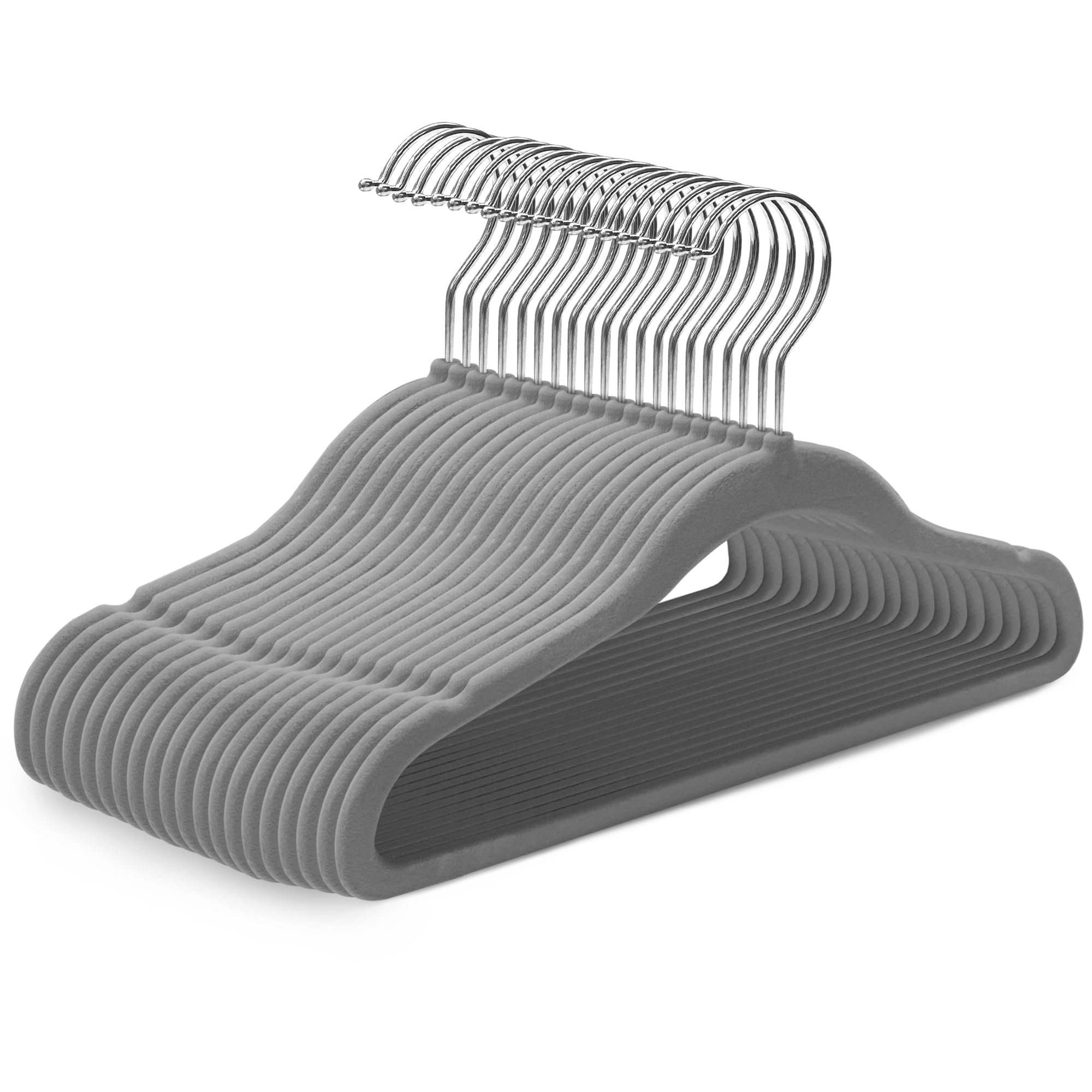 kidoola Velvet Baby Hangers - 20 Count Grey/Silver for Newborn to 24 Months