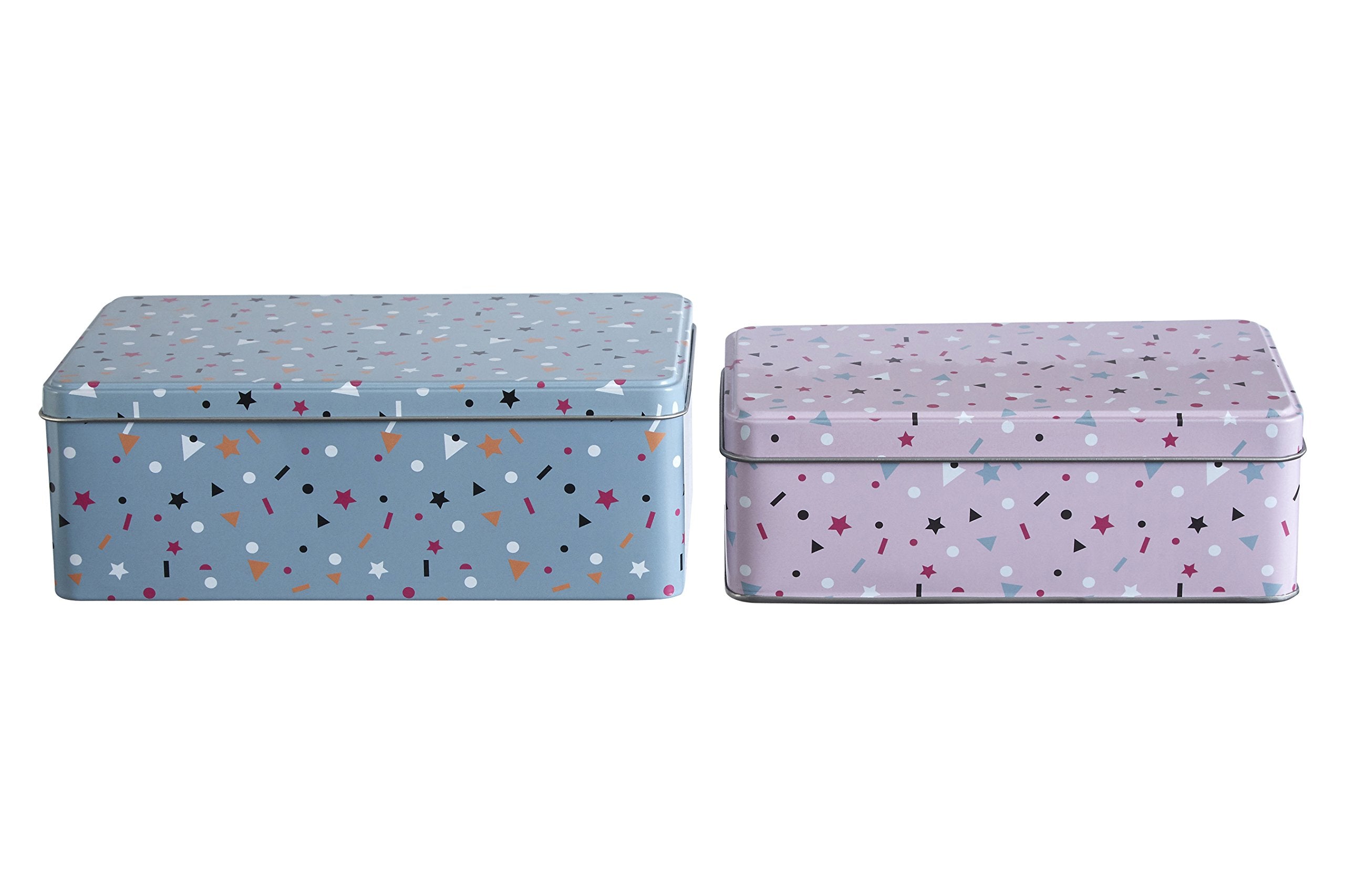 Premier Housewares Rectangular Multi-Colour Storage Tin Set - Airtight, Nesting, 2 Pack 2