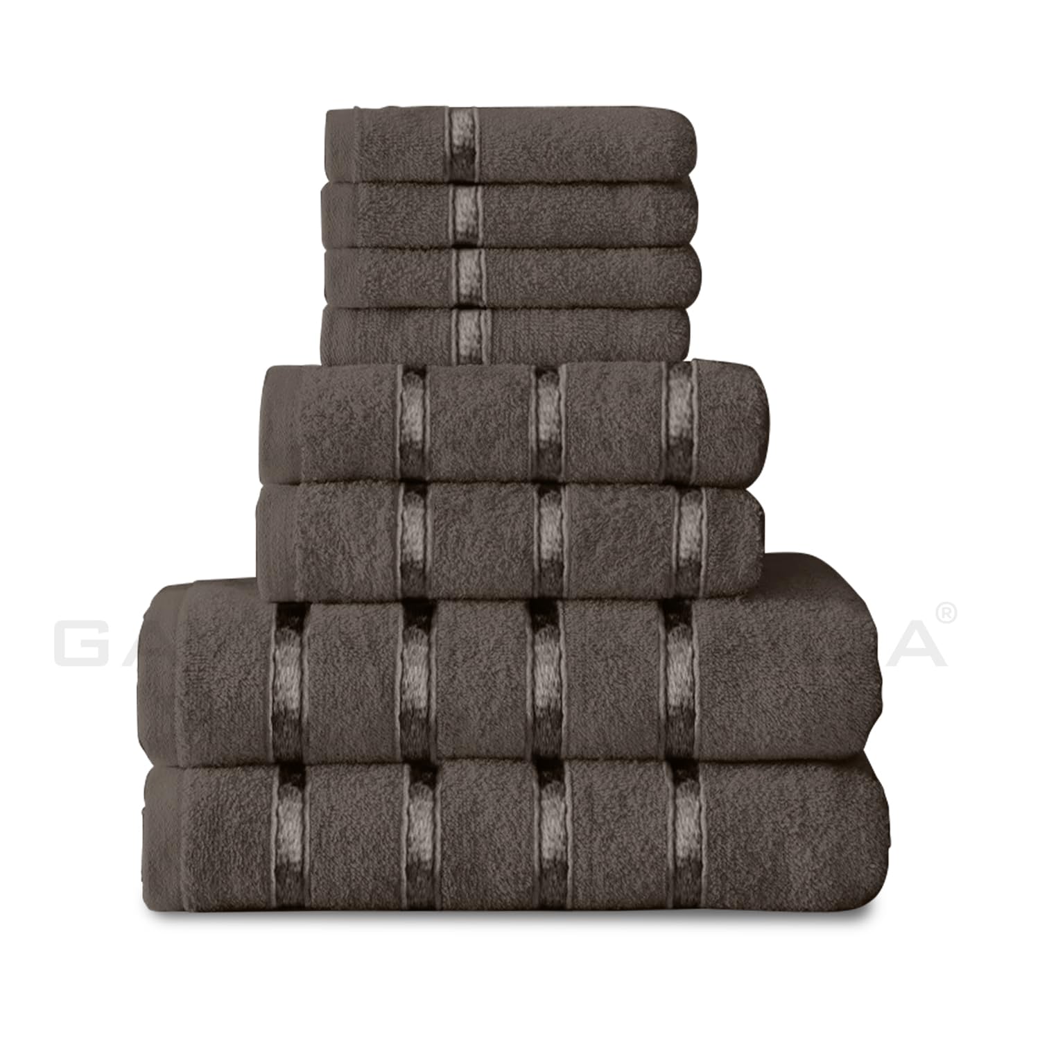 GC GAVENO CAVAILIA 8 Piece Towel Set - 450 GSM Quick Dry Cotton | Dark Grey | 4 Face, 2 Hand, 2 Bath Towels 7