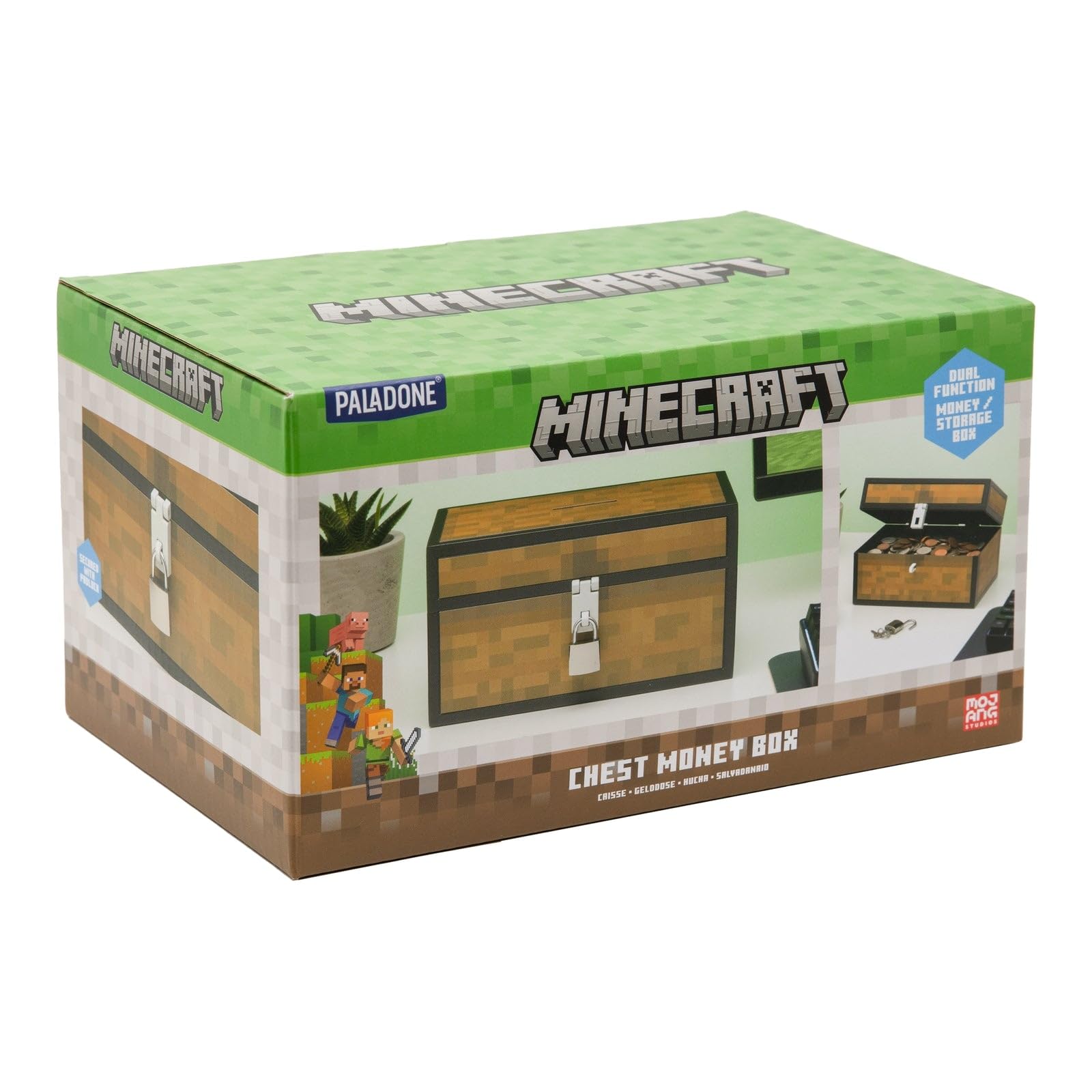 Paladone Minecraft Chest Money Box - Officially Licensed, Includes Padlock, 12cm Tall 4