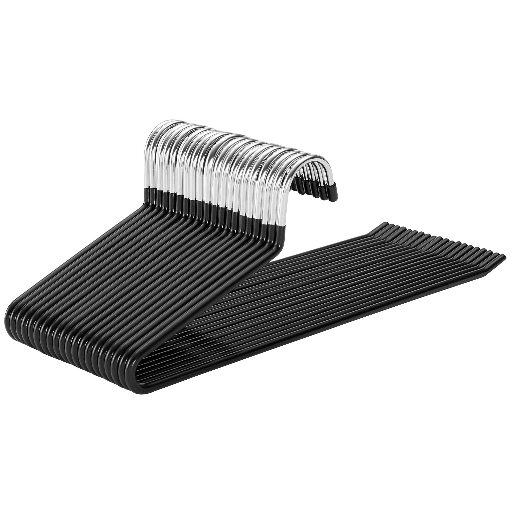 SONGMICS Trouser Hangers - Set of 20 Metal Slack Hangers, Chrome-plated, Non-Slip, 38 cm Black CRI004-20 1