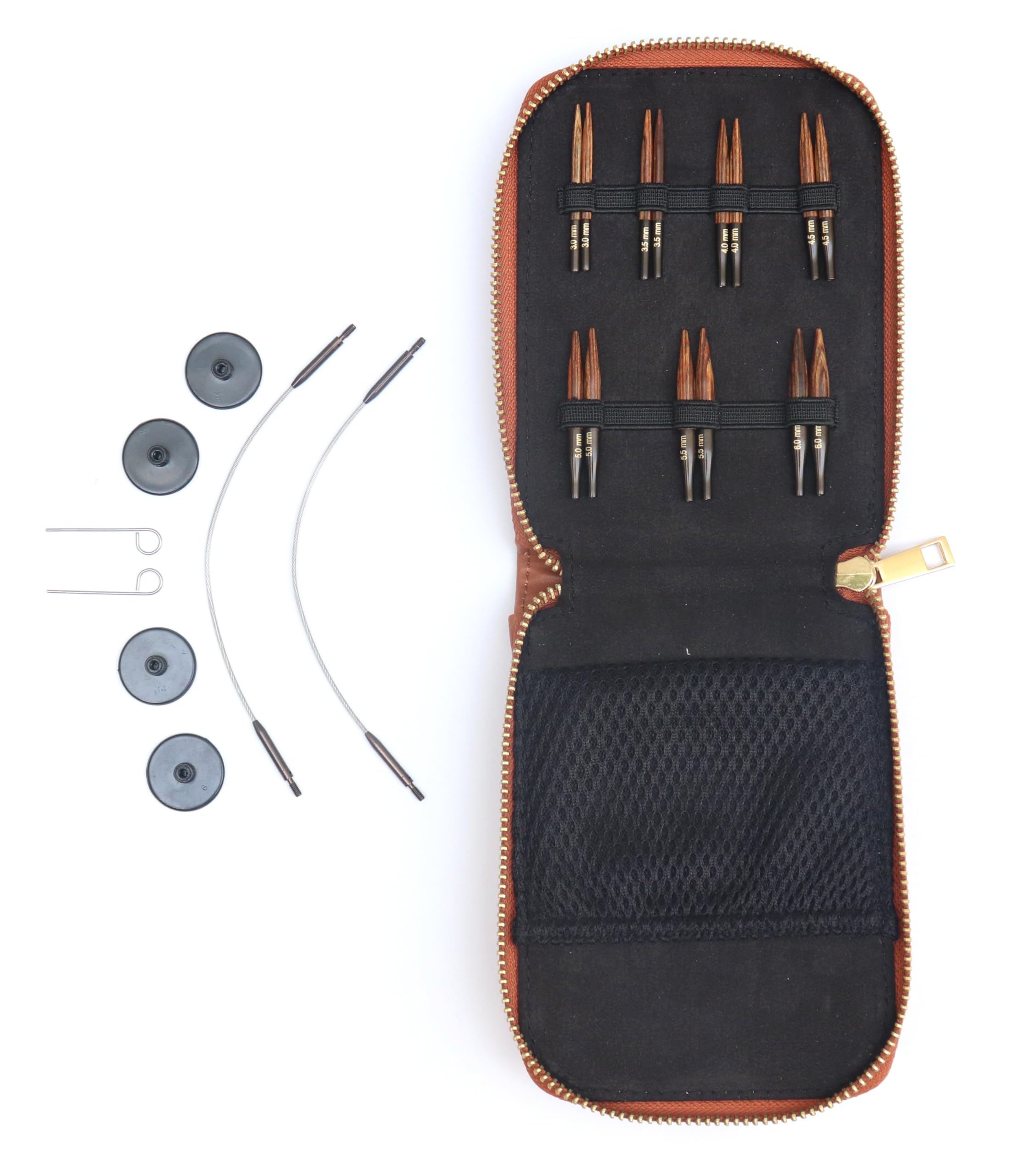 KnitPro Ginger Mini Interchangeable Knitting Needle Set - 7 Pairs, 5cm Tips, 25cm Cable Length 1